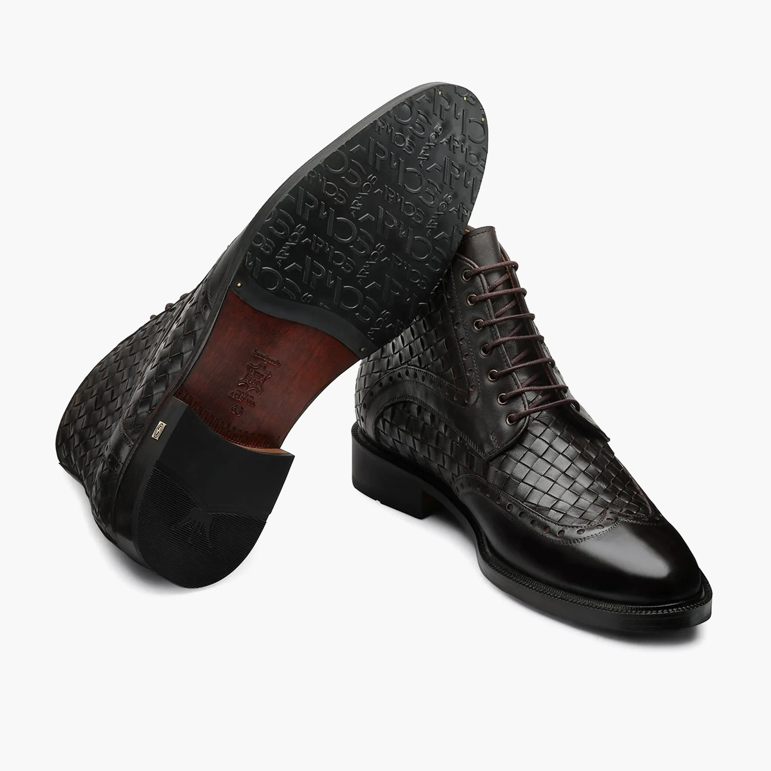 Men's Brown Woven Leather Boot sold by Armos product image thumbnail 3