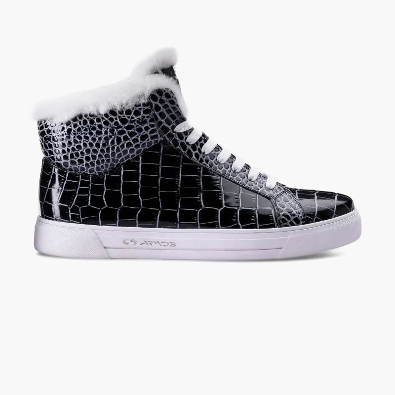 Men's Black & White Fur-Lined Sneaker sold by Armos