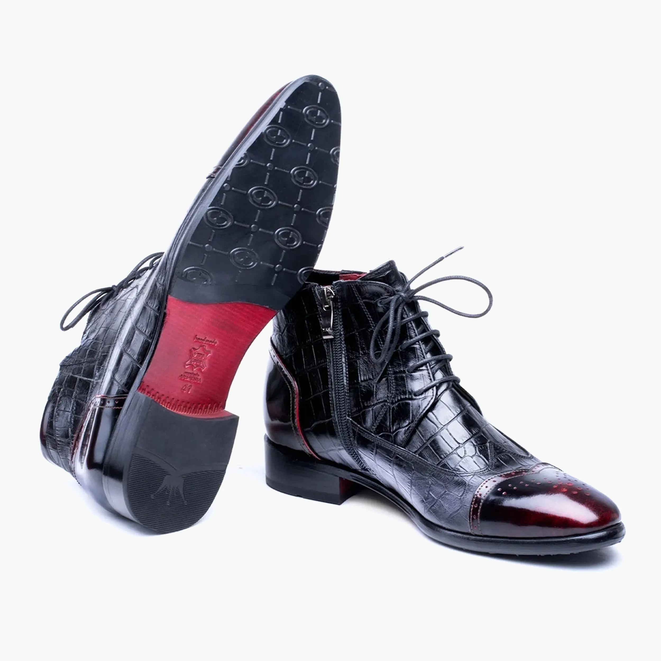 Men's Black & Burgundy Leather Brogue Boot sold by Armos product image thumbnail 3