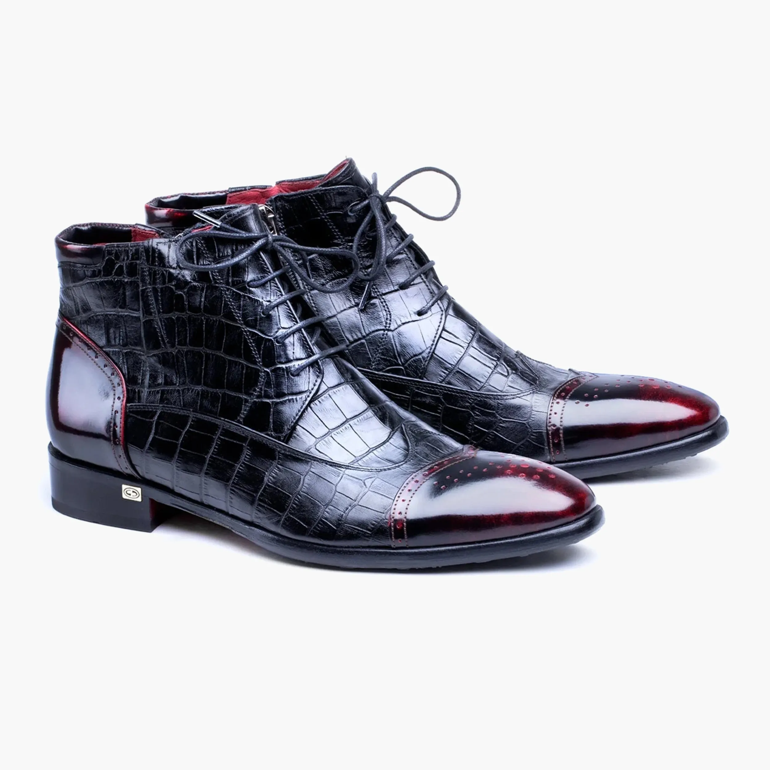 Men's Black & Burgundy Leather Brogue Boot sold by Armos product image thumbnail 2