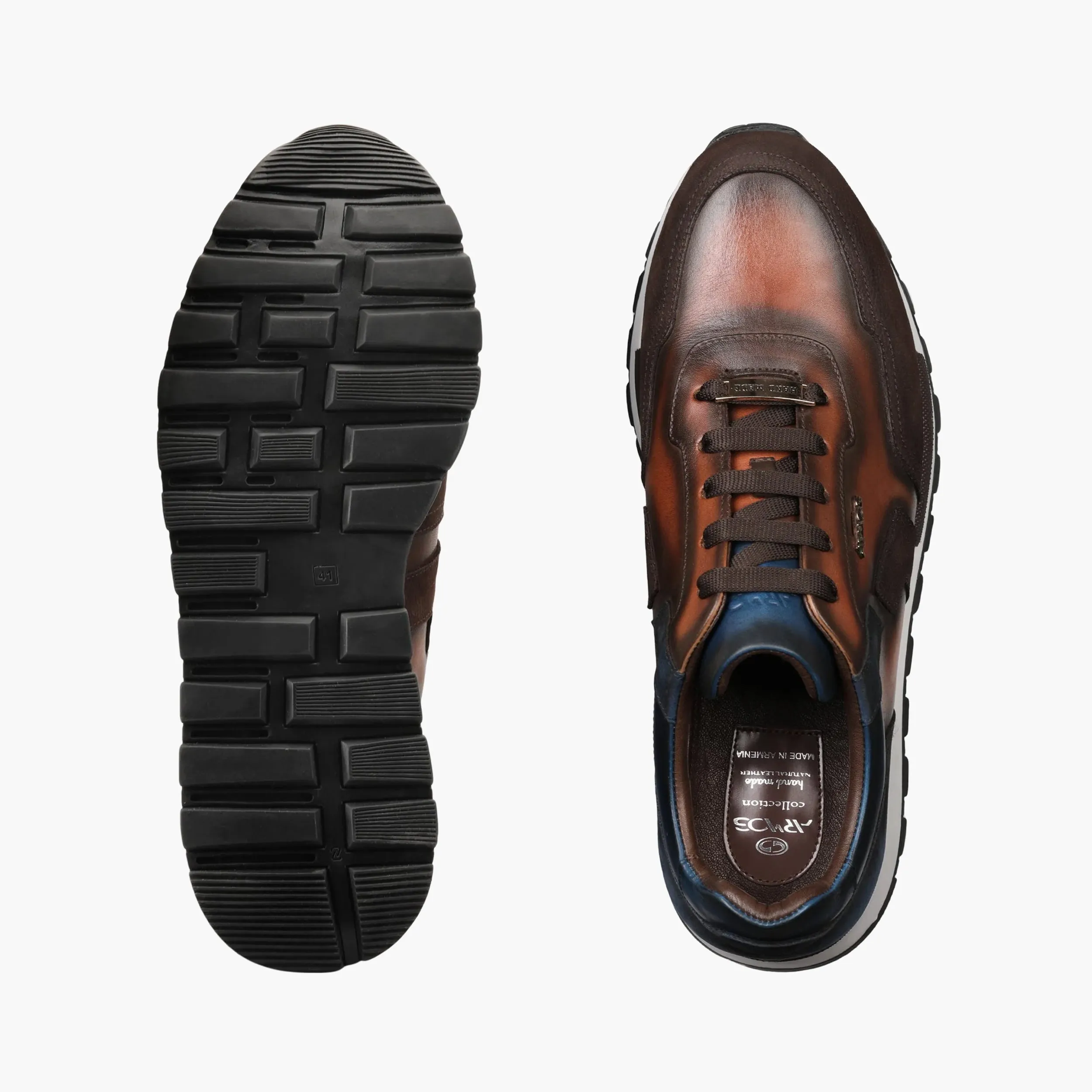 Men's Brown & Blue High-Top Sneaker sold by Armos product image thumbnail 5