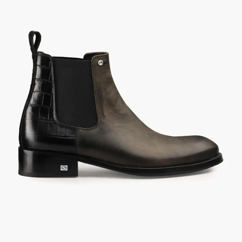 Men's Black & Green Leather Chelsea Boot sold by Armos