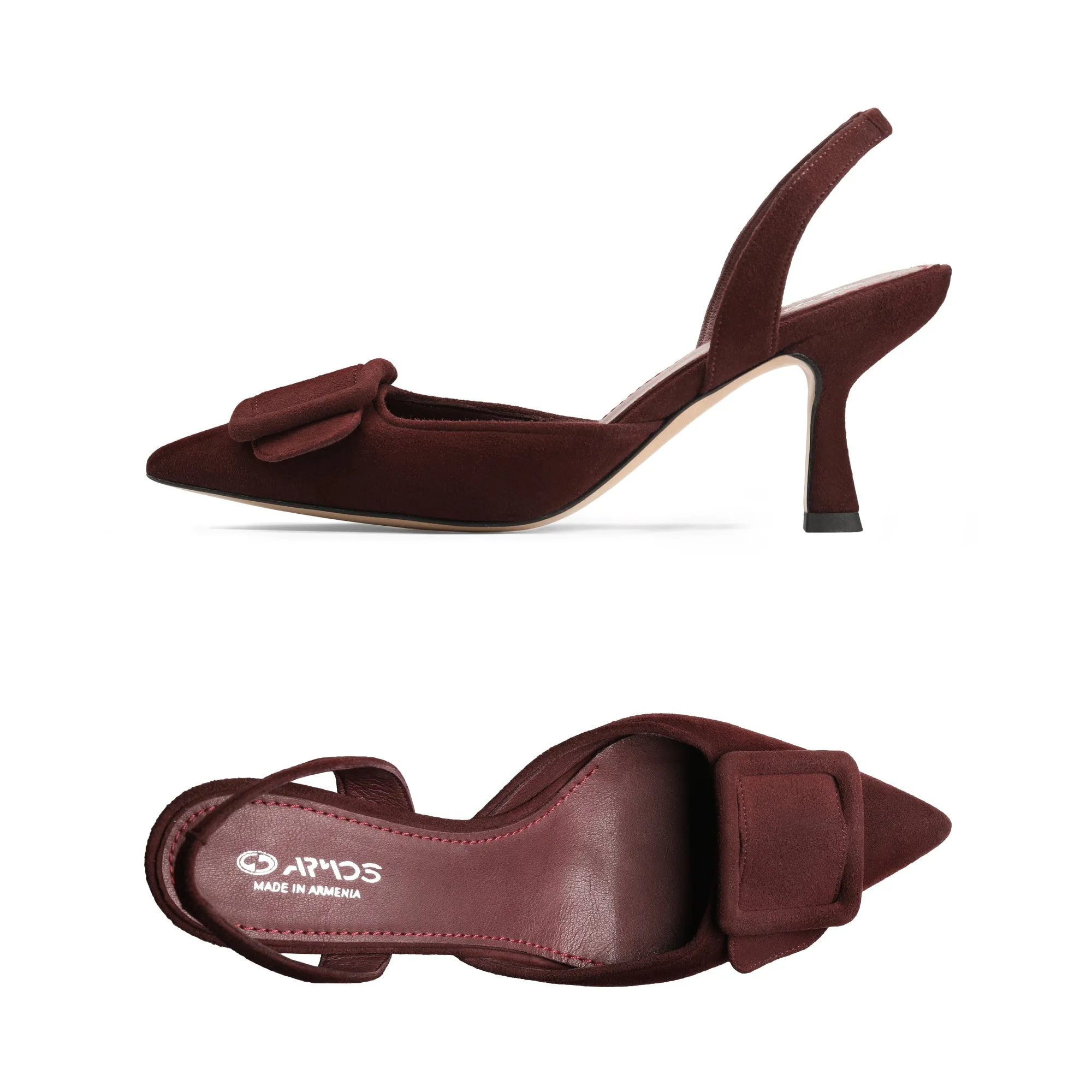 Women’s Burgundy Suede Slingback Pump sold by Armos product image thumbnail 3