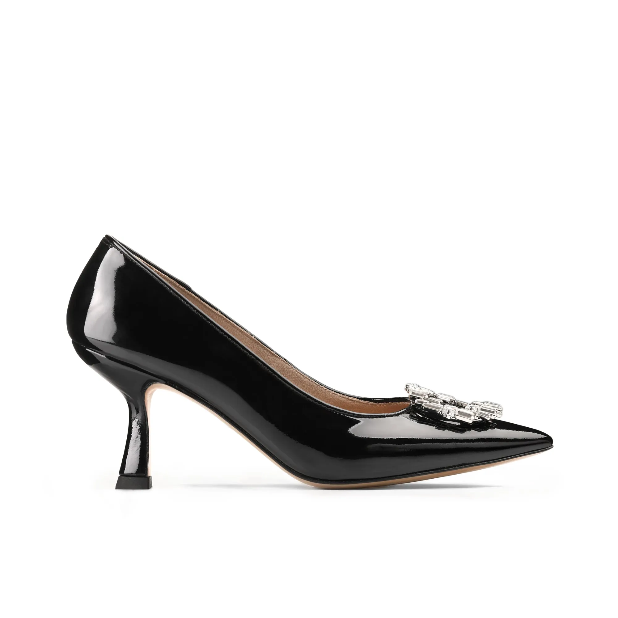Women’s Black Patent Leather Brooch Pump sold by Armos