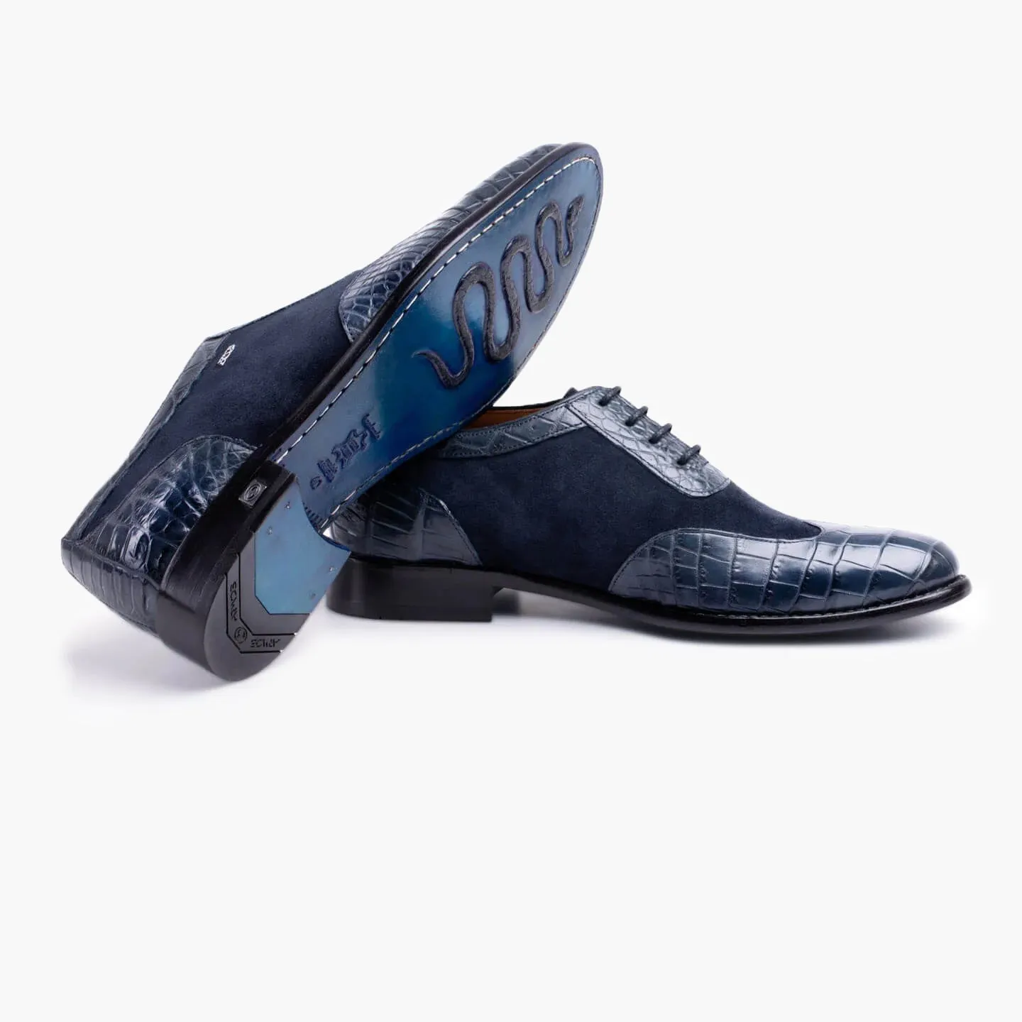 Men's Dark Blue Crocodile & Suede Oxford sold by Armos product image thumbnail 3