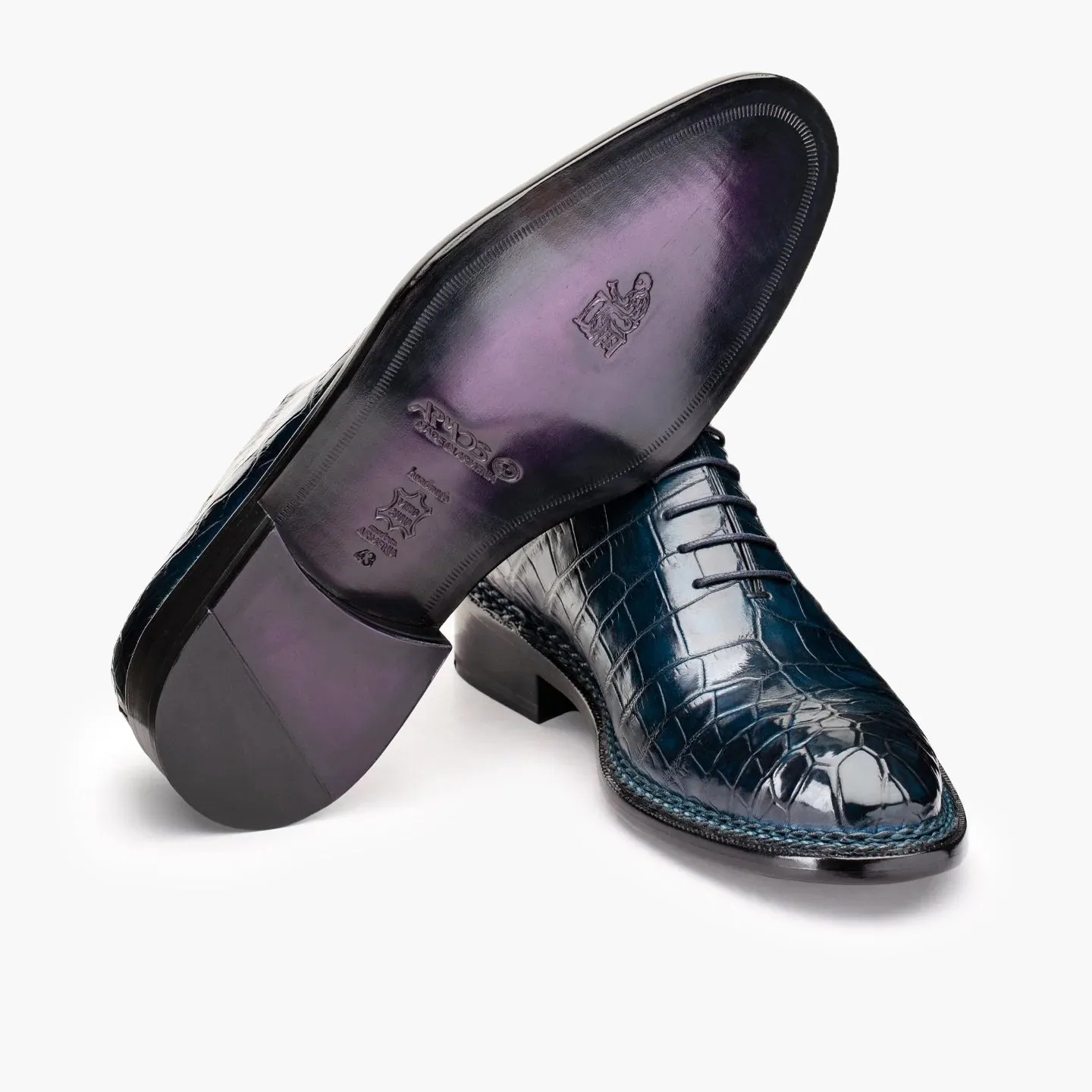 Men's Blue Crocodile Leather Oxford sold by Armos product image thumbnail 3