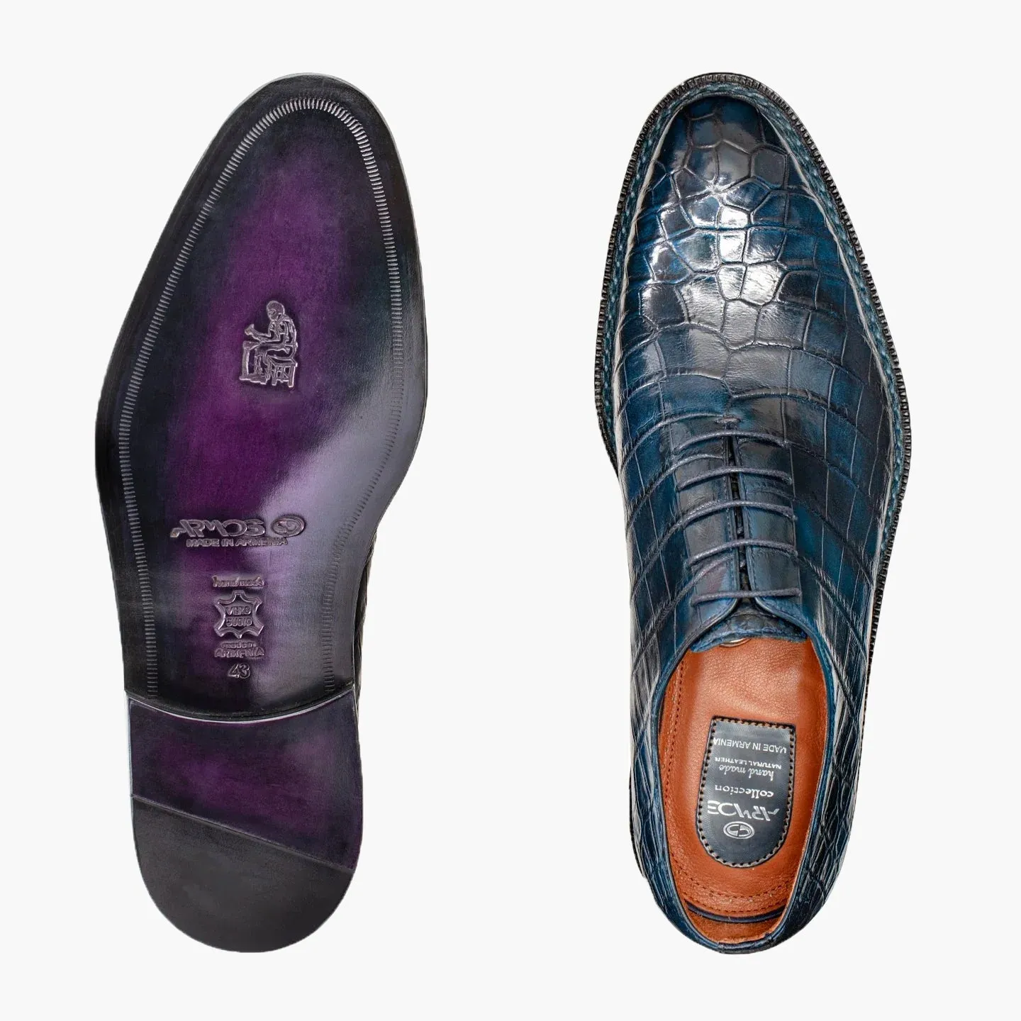 Men's Blue Crocodile Leather Oxford sold by Armos product image thumbnail 4