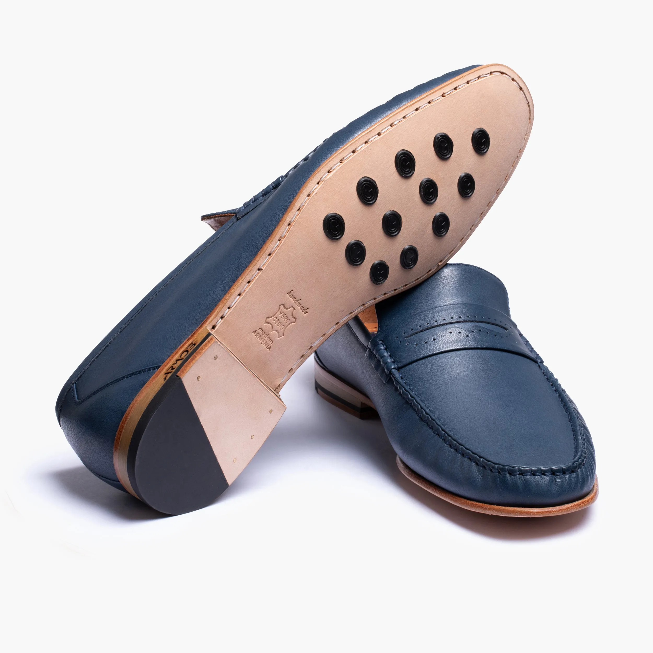 Men's Dark Blue Leather Moccasin sold by Armos product image thumbnail 4