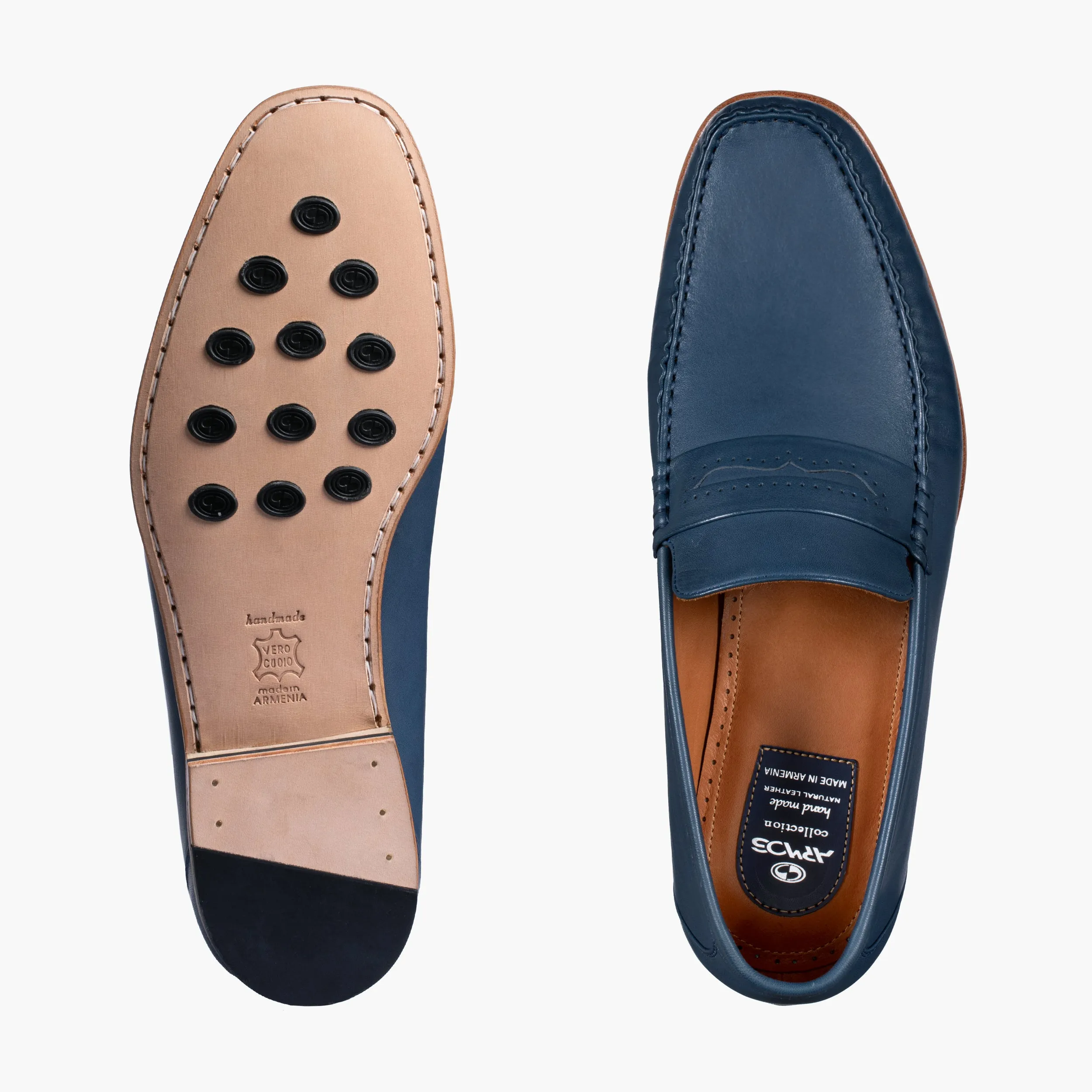 Men's Dark Blue Leather Moccasin sold by Armos product image thumbnail 5