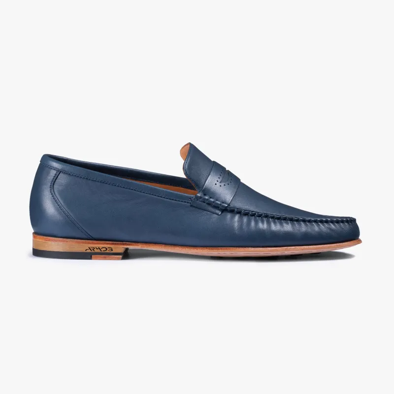 Men's Dark Blue Leather Moccasin sold by Armos