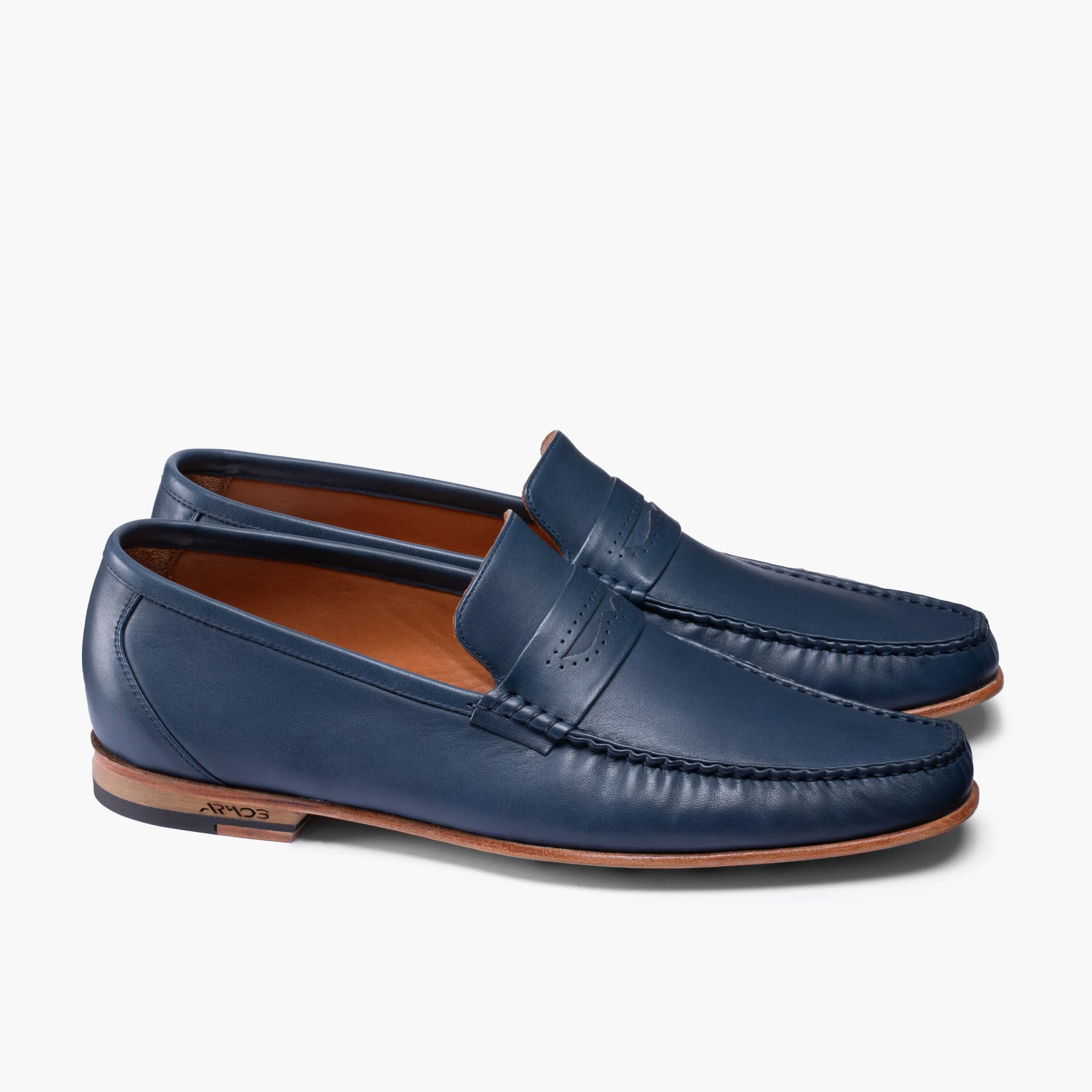 Men's Dark Blue Leather Moccasin sold by Armos product image thumbnail 3