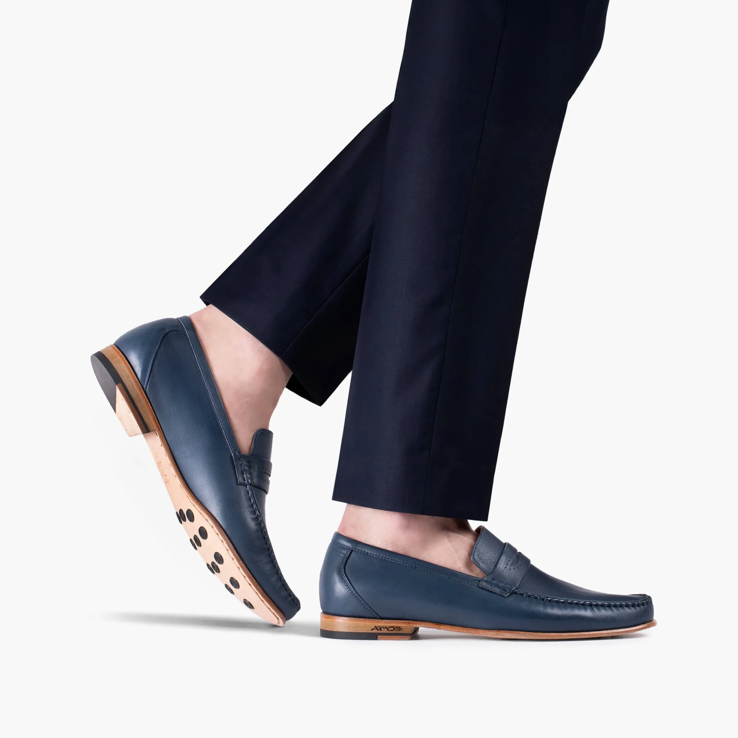 Men's Dark Blue Leather Moccasin sold by Armos product image thumbnail 2