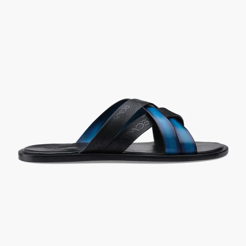 Men's Black And Blue Cross-strap Sandal sold by Armos