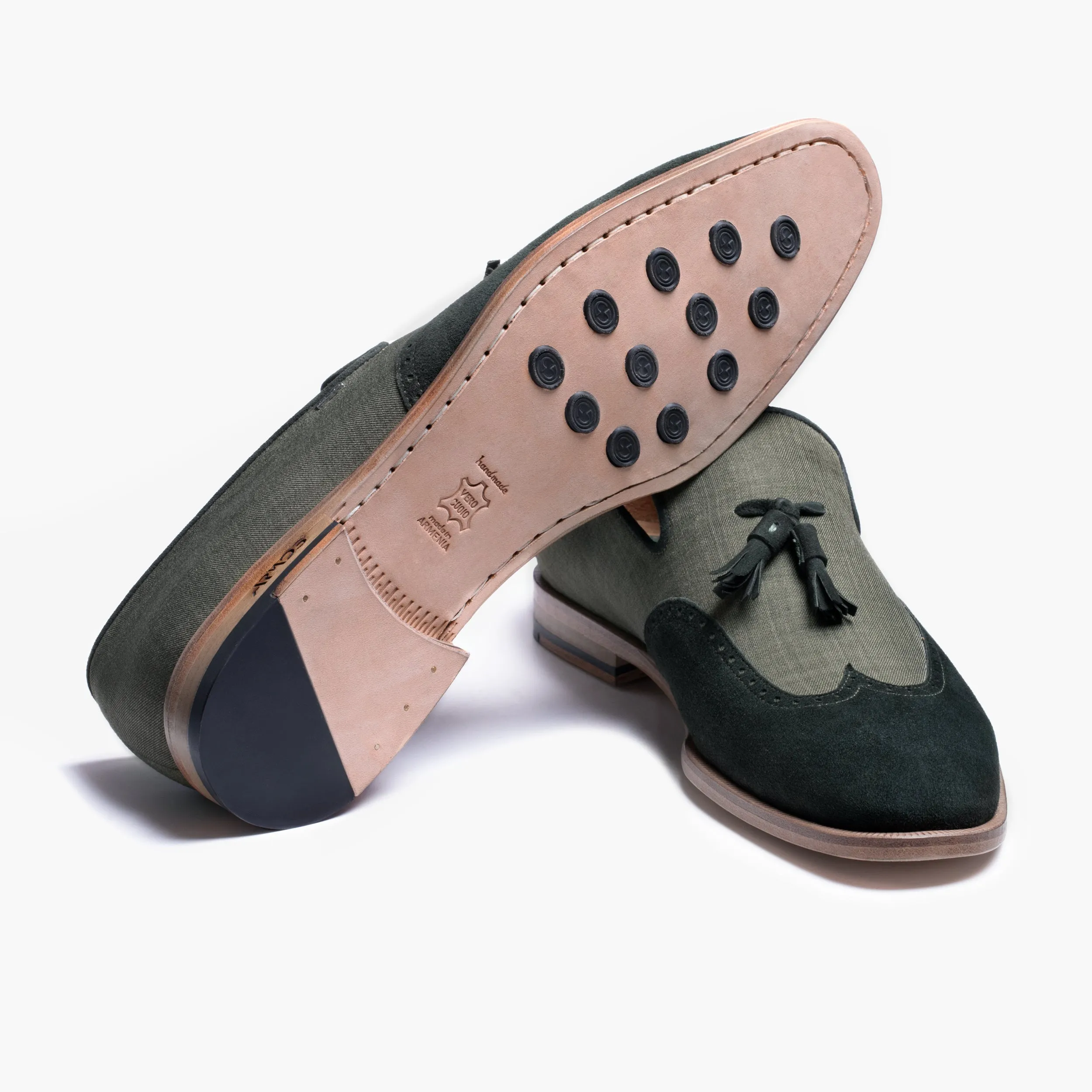 Men’s Green Linen Fiber Tassel Loafers sold by Armos product image thumbnail 4