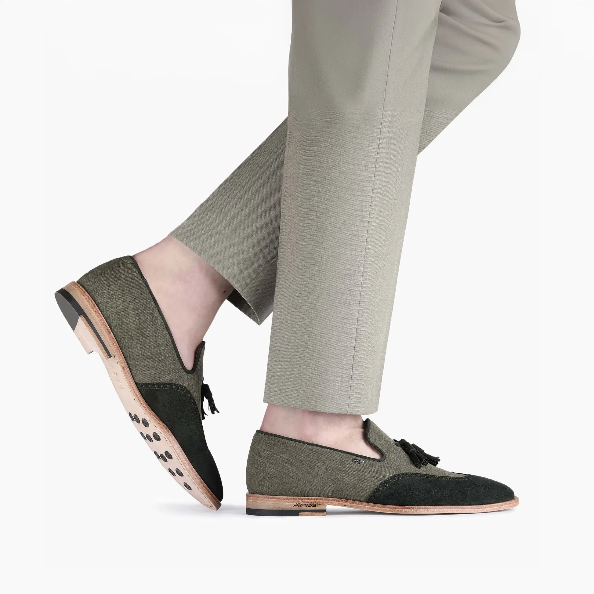 Men’s Green Linen Fiber Tassel Loafers sold by Armos product image thumbnail 2