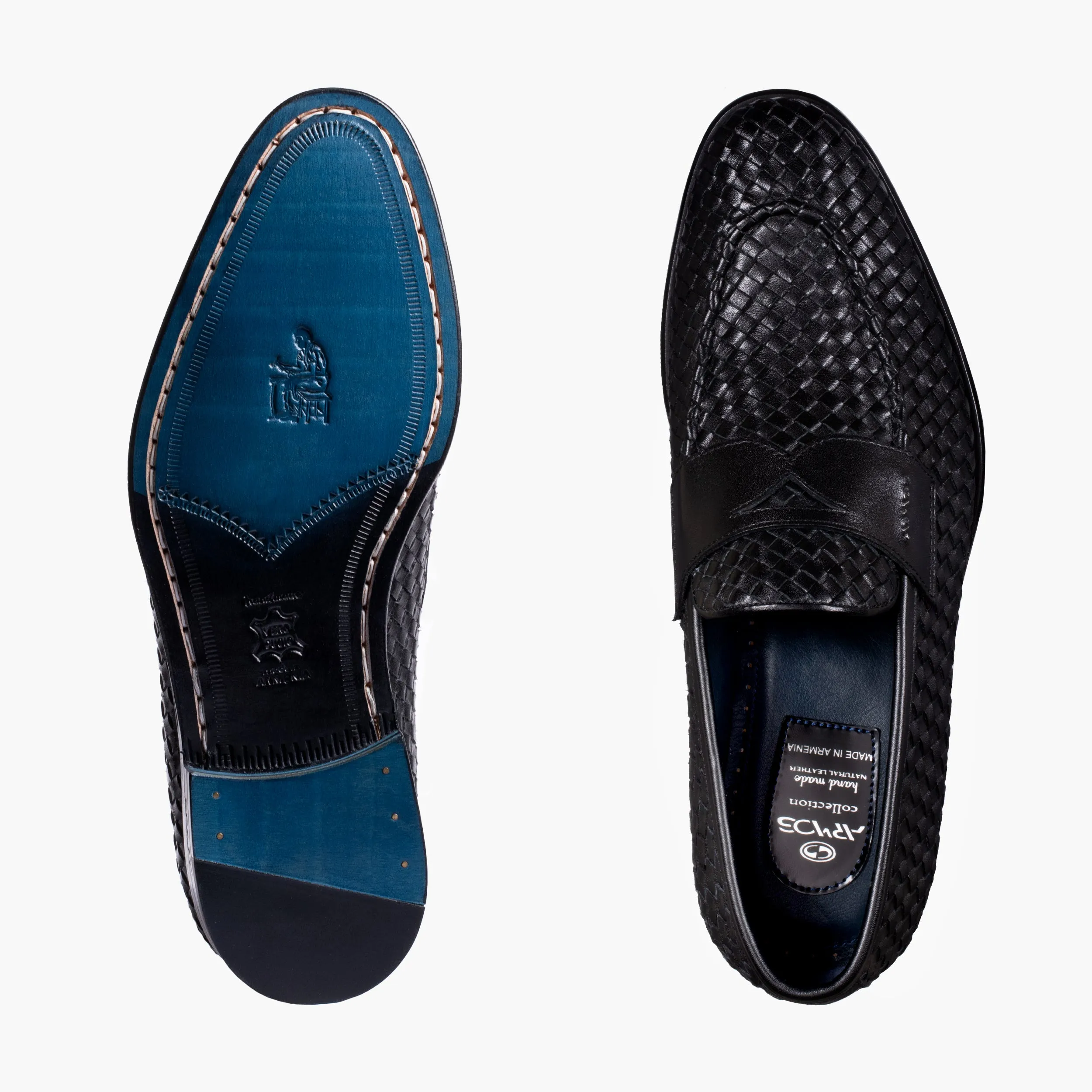 Men's Black Woven Leather Penny Loafer sold by Armos product image thumbnail 5