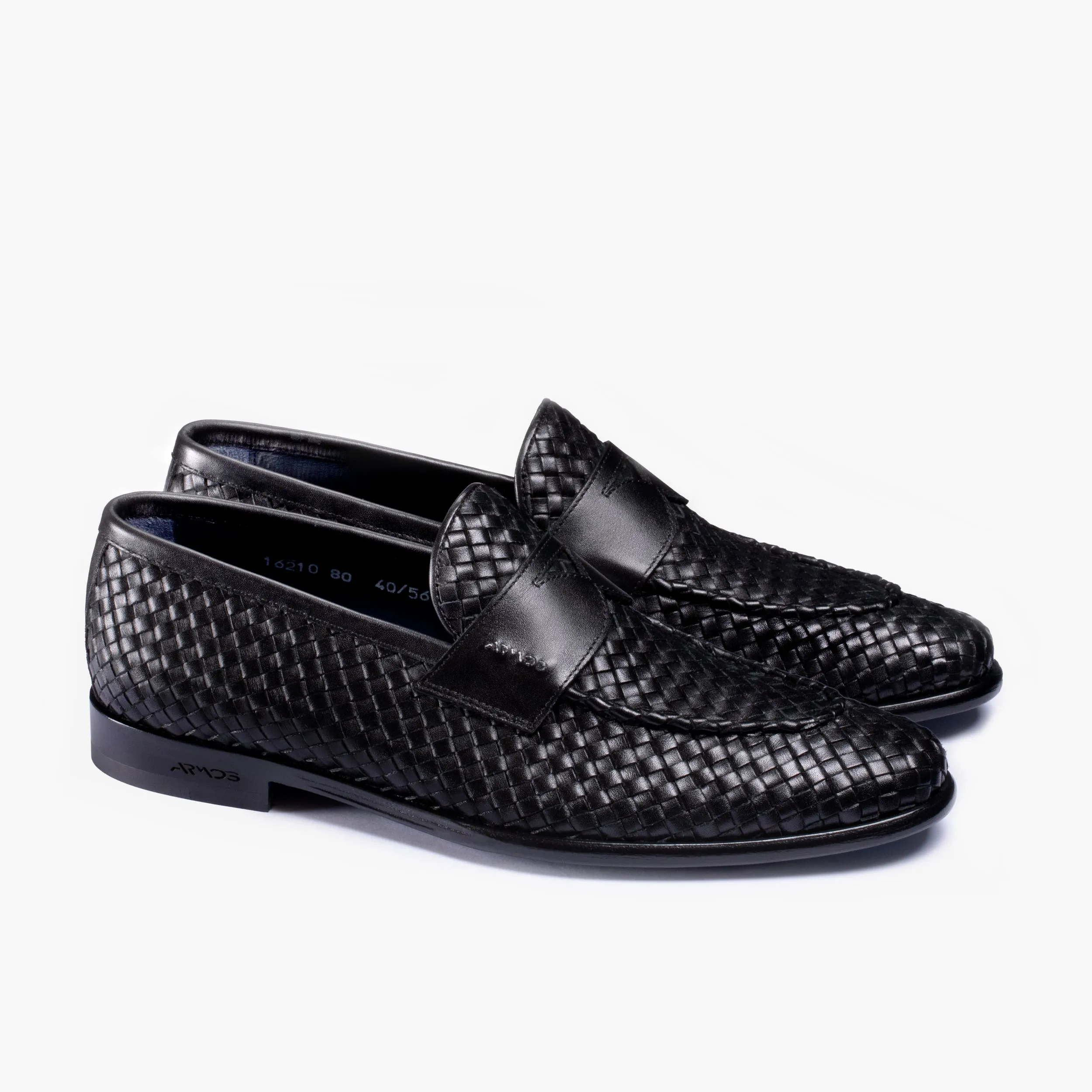 Men's Black Woven Leather Penny Loafer sold by Armos product image thumbnail 3