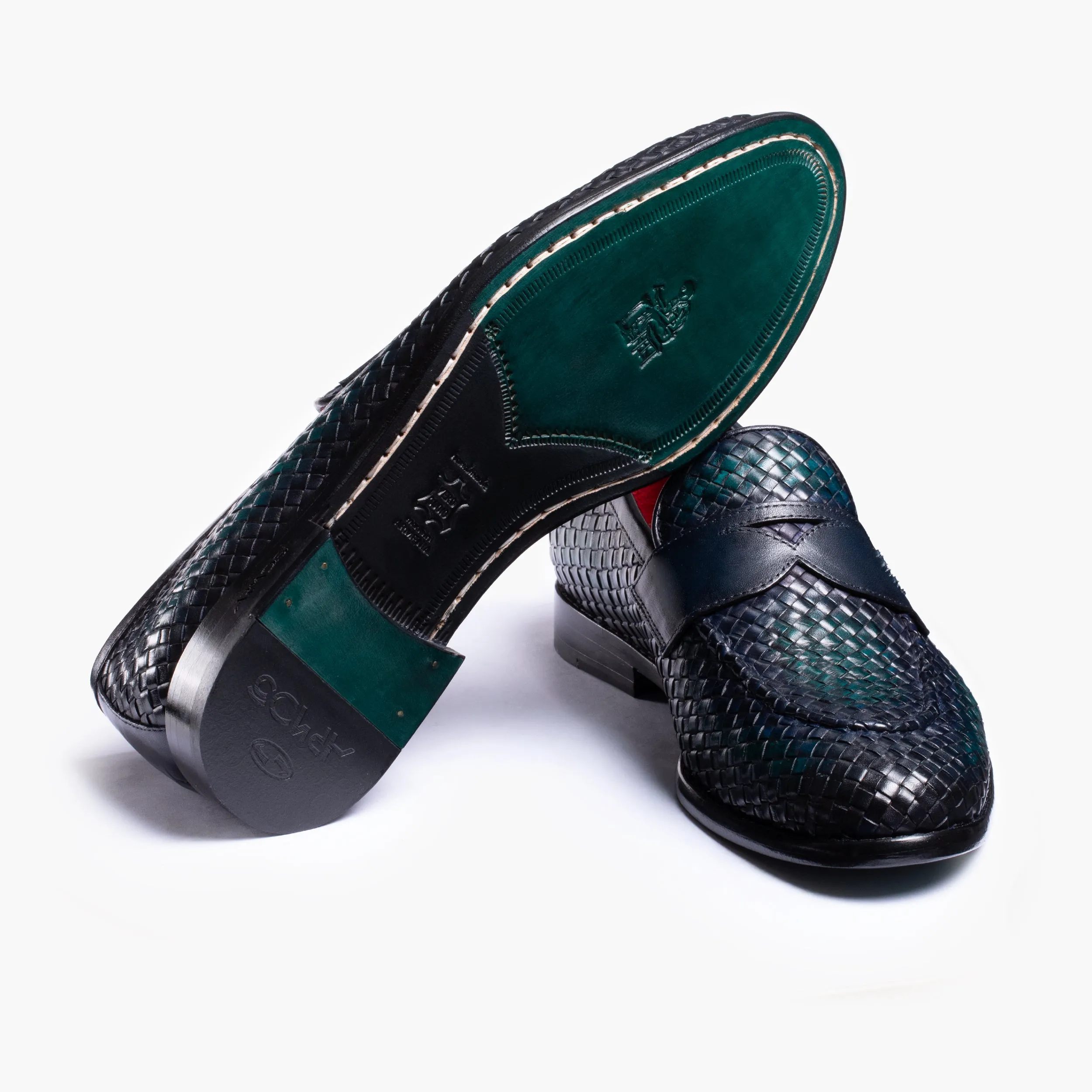 Men's Green Woven Leather Penny Loafer sold by Armos product image thumbnail 4