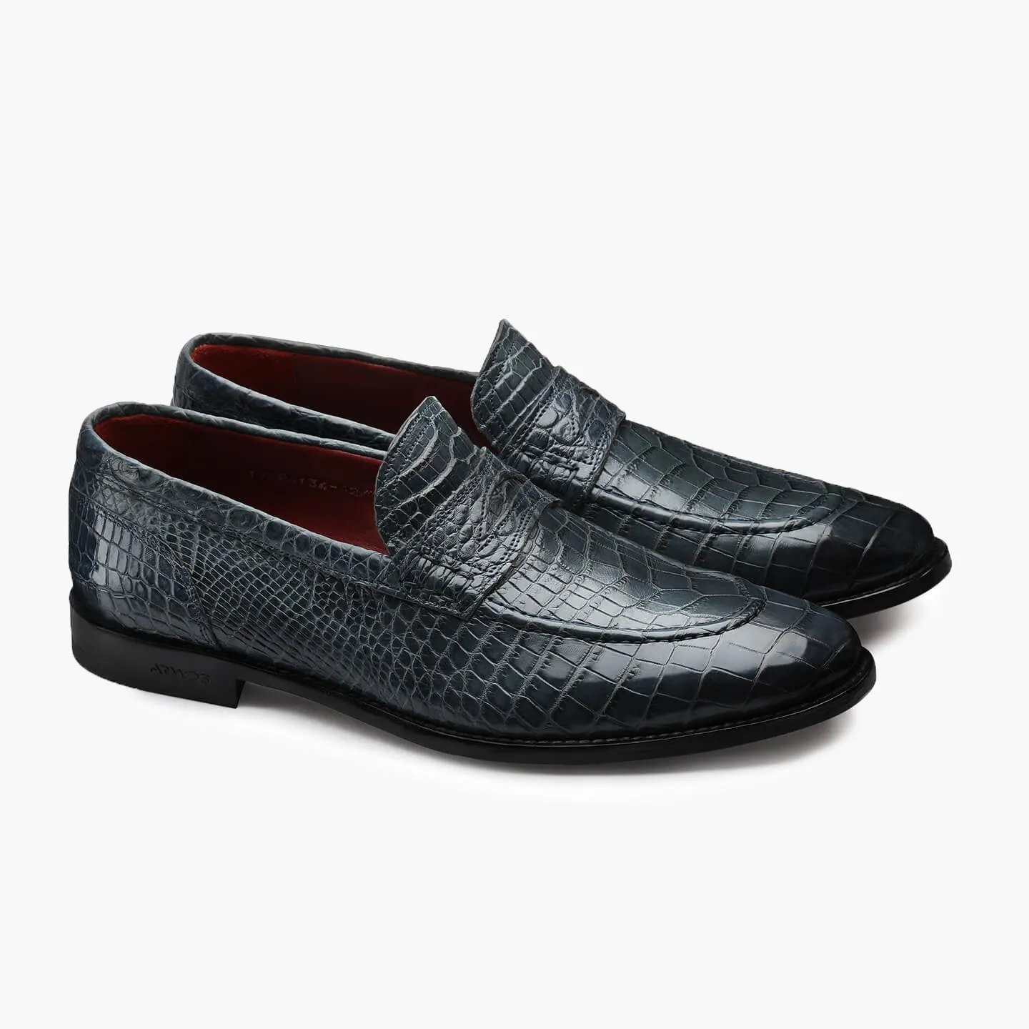 Men's Gray & Blue Crocodile Leather Loafer sold by Armos product image thumbnail 2