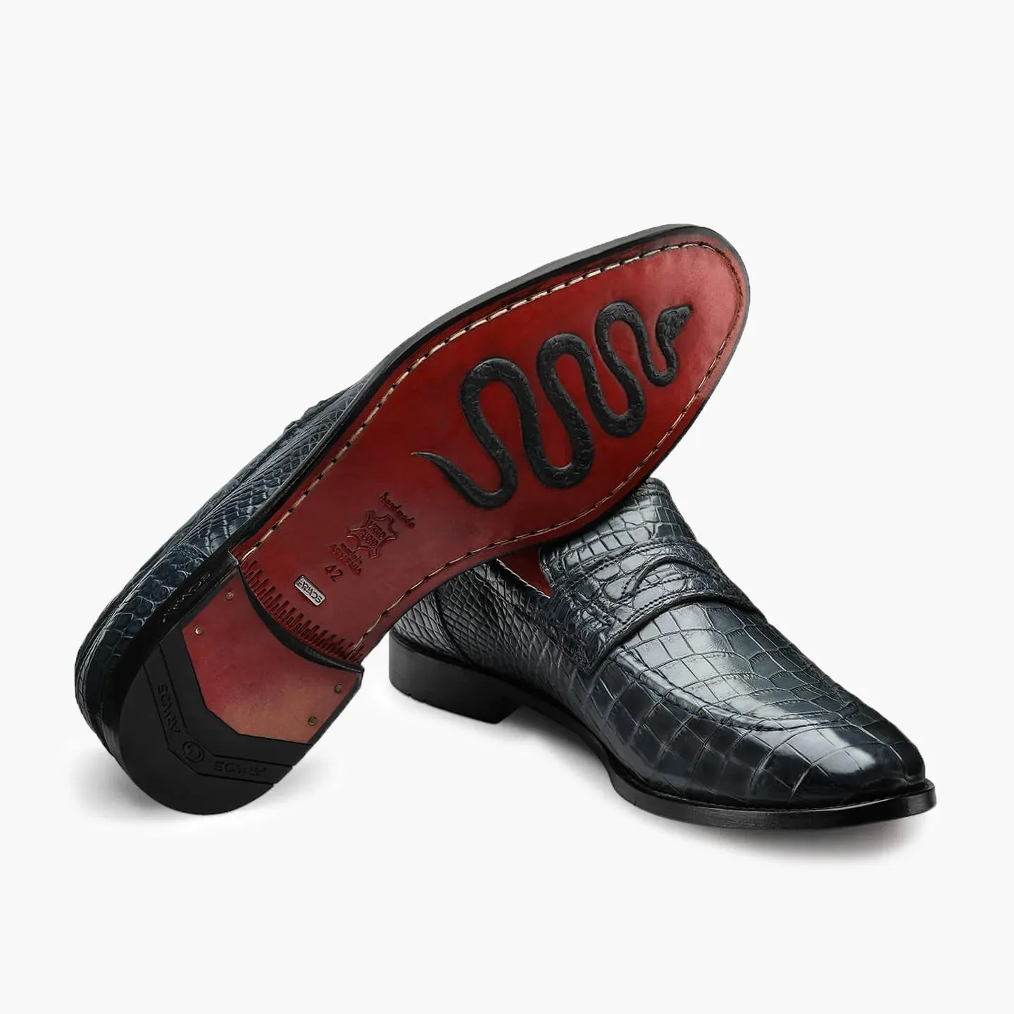 Men's Gray & Blue Crocodile Leather Loafer sold by Armos product image thumbnail 3