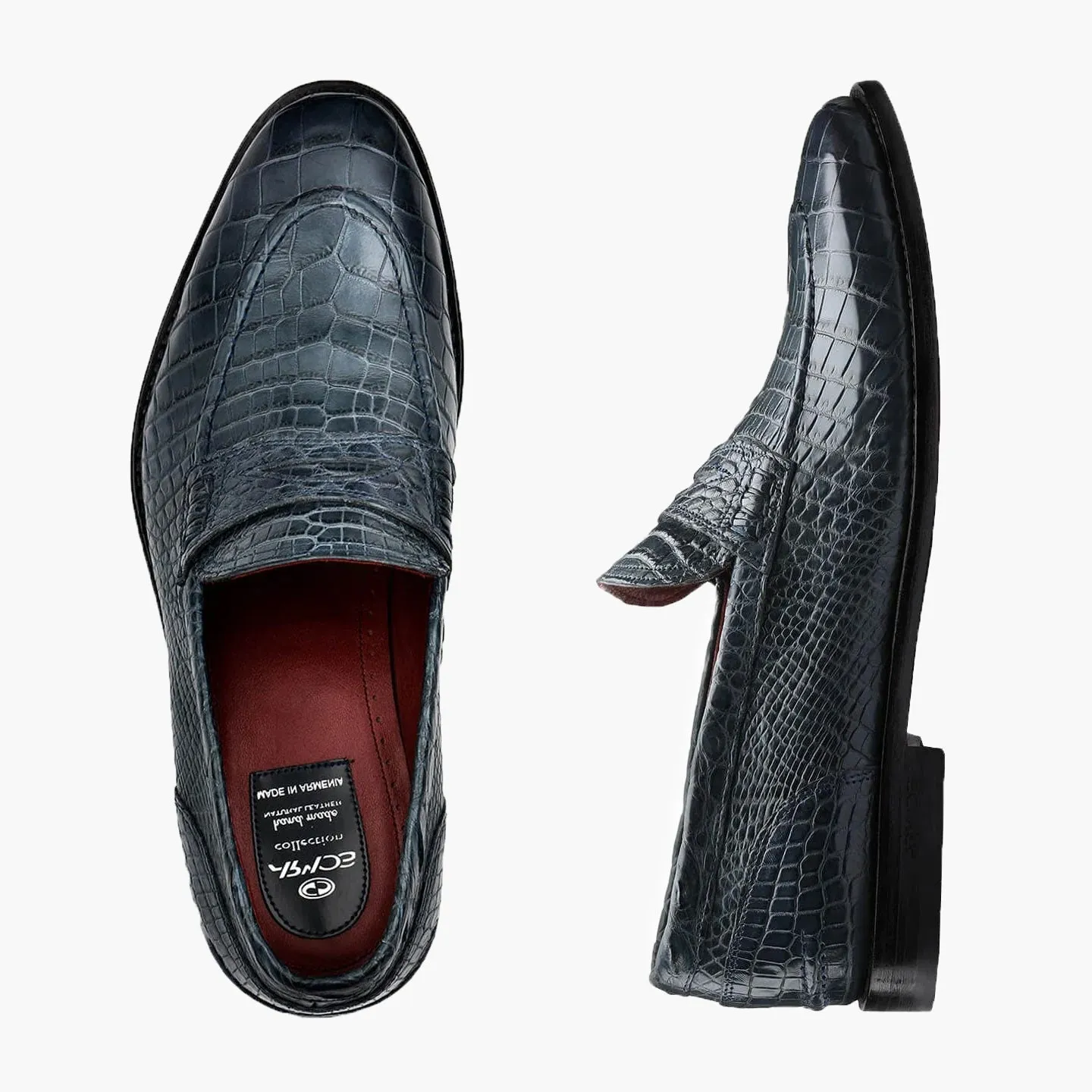 Men's Gray & Blue Crocodile Leather Loafer sold by Armos product image thumbnail 5