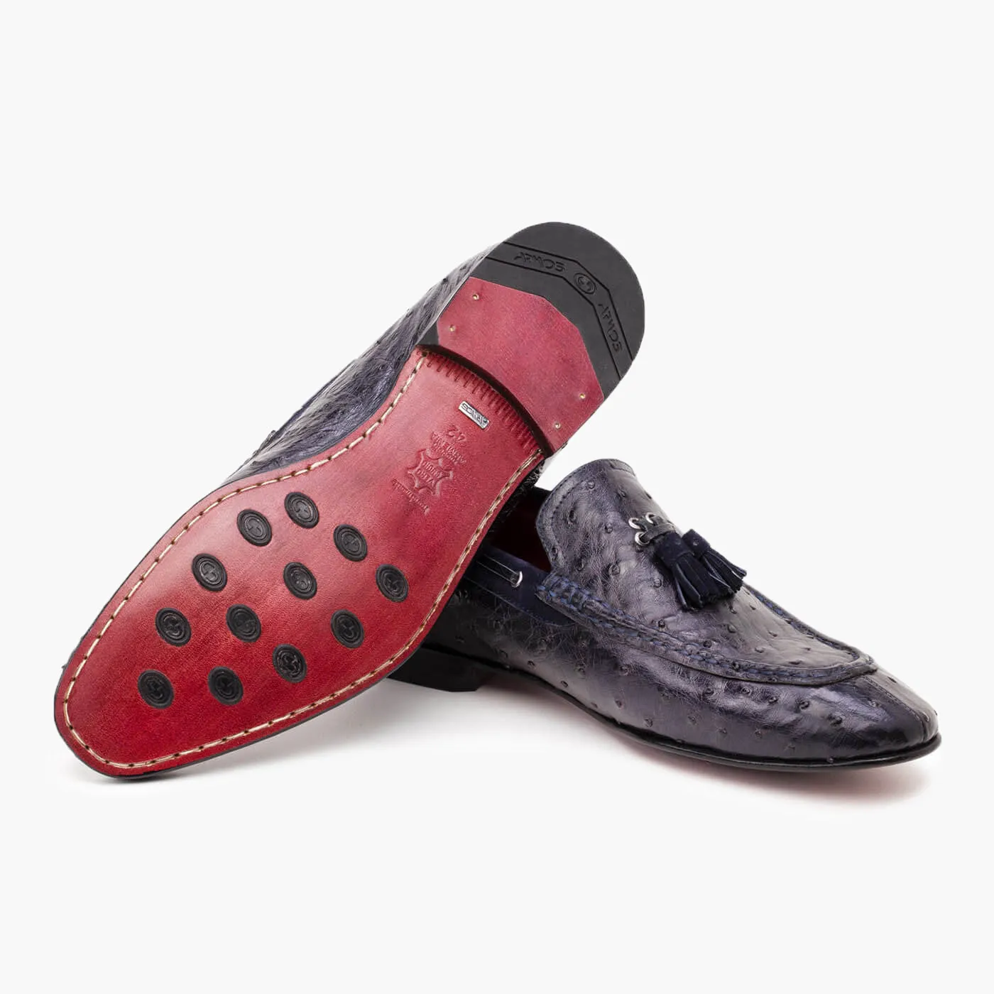 Men's Ink Blue Ostrich Leather Loafer sold by Armos product image thumbnail 3