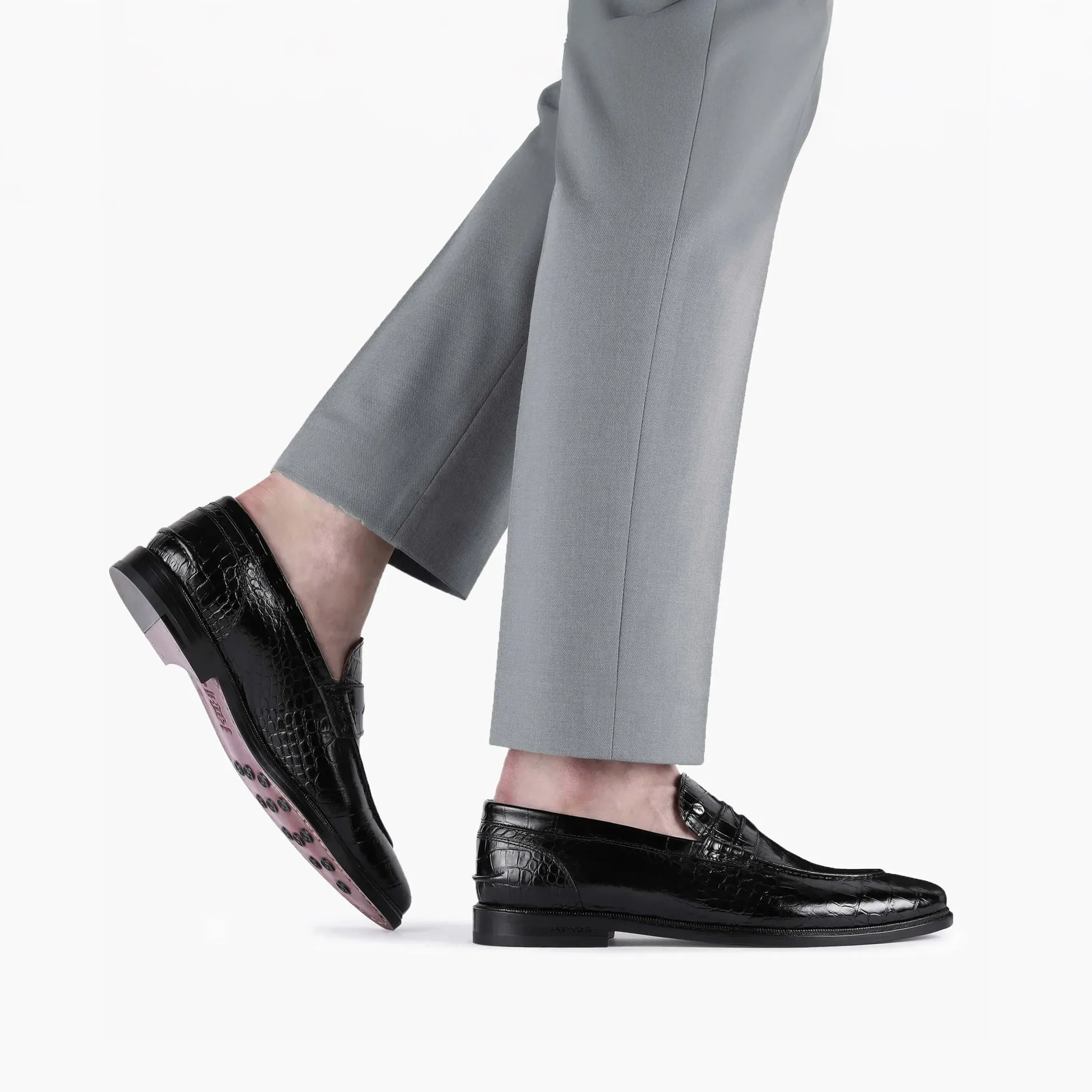 Men's Black Croc-print Penny Loafer sold by Armos product image thumbnail 2