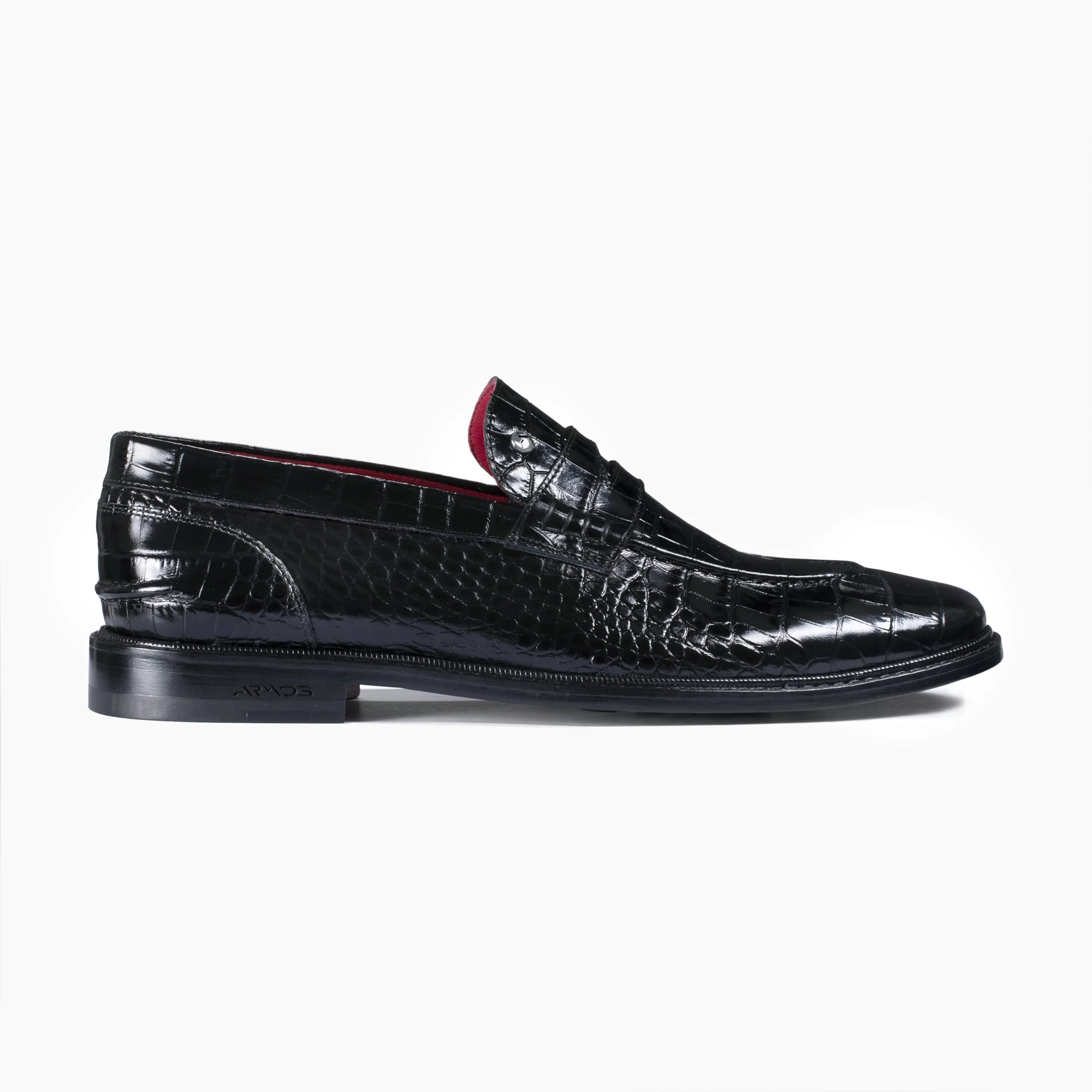 Men's Black Croc-print Penny Loafer sold by Armos