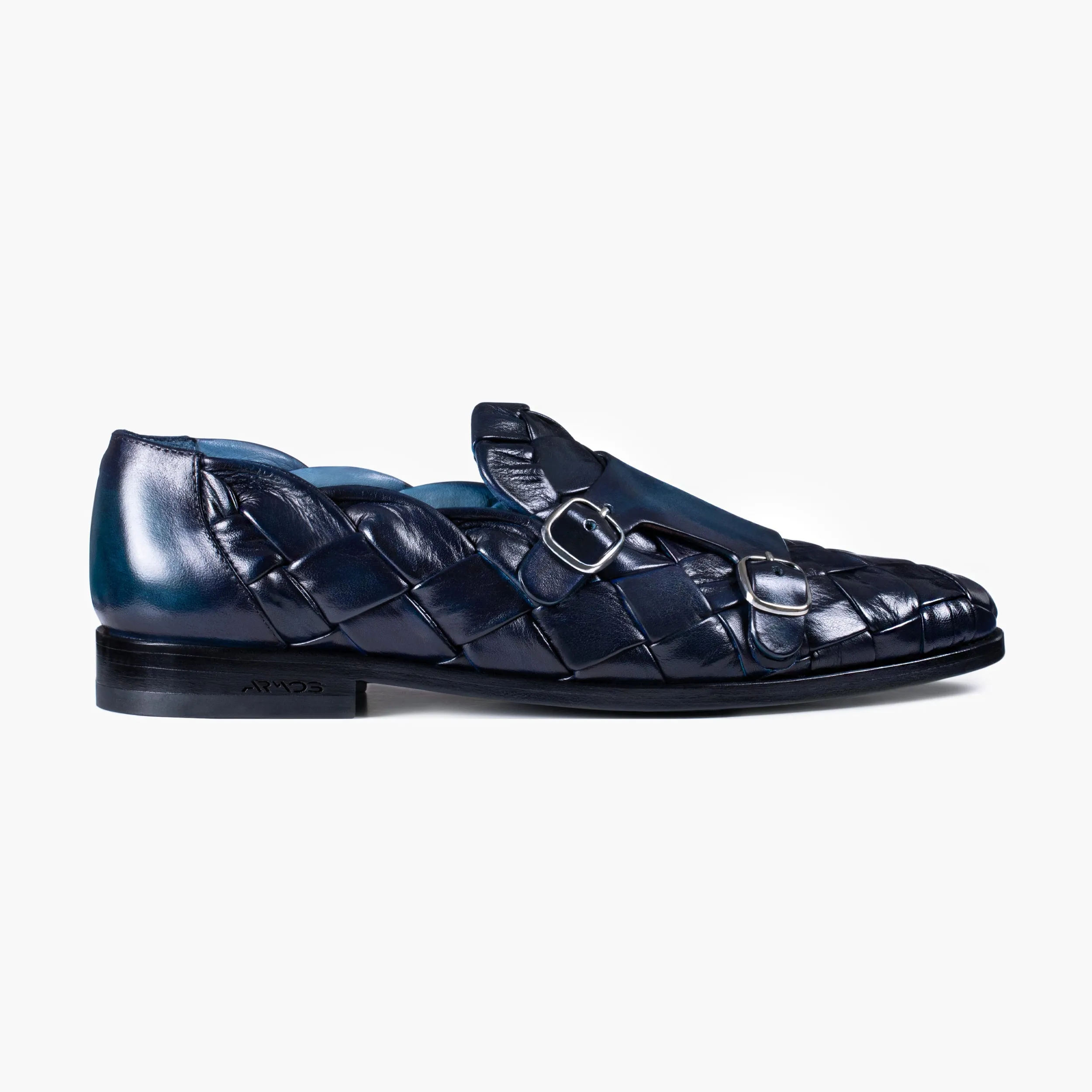 Men’s Blue Woven Double Monk Strap sold by Armos