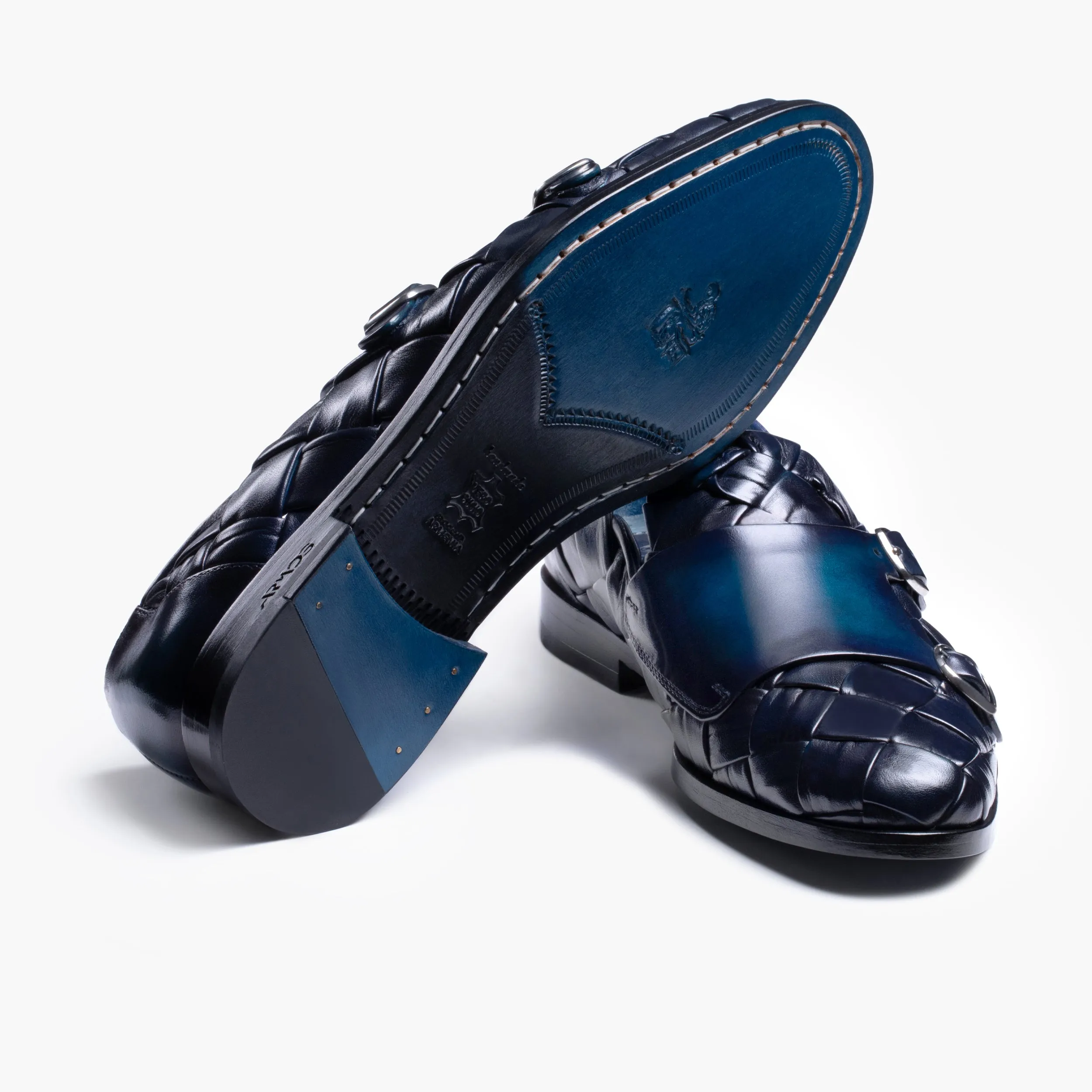 Men’s Blue Woven Double Monk Strap sold by Armos product image thumbnail 4