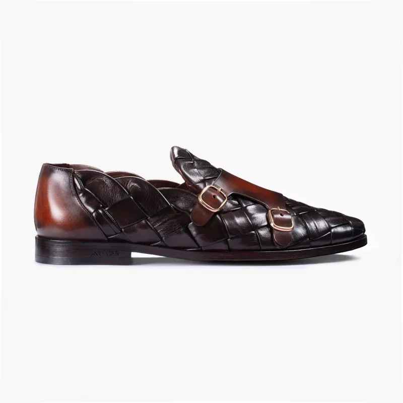 Men's Dark Brown Woven Double Monk Strap sold by Armos