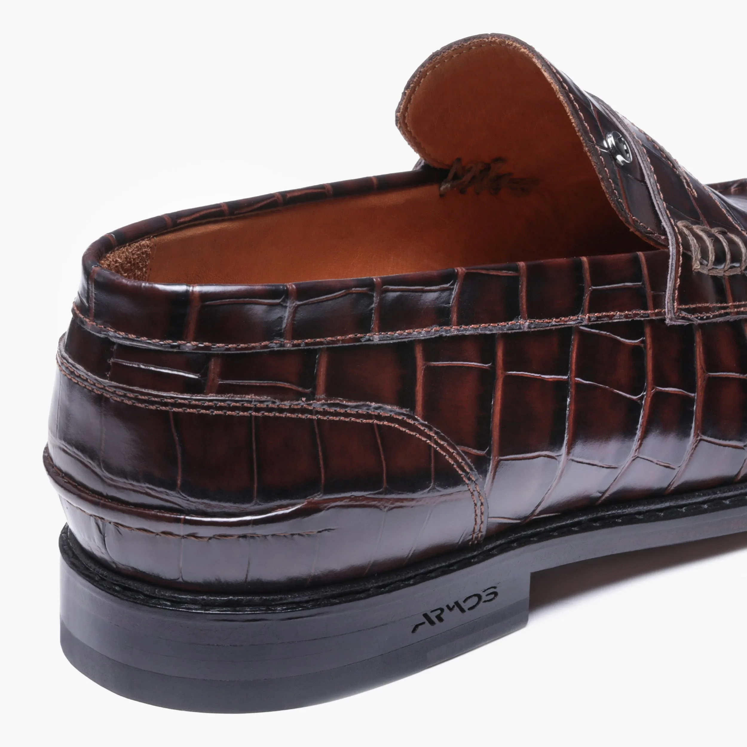 Men's Brown Croc-print Leather Loafer sold by Armos product image thumbnail 5