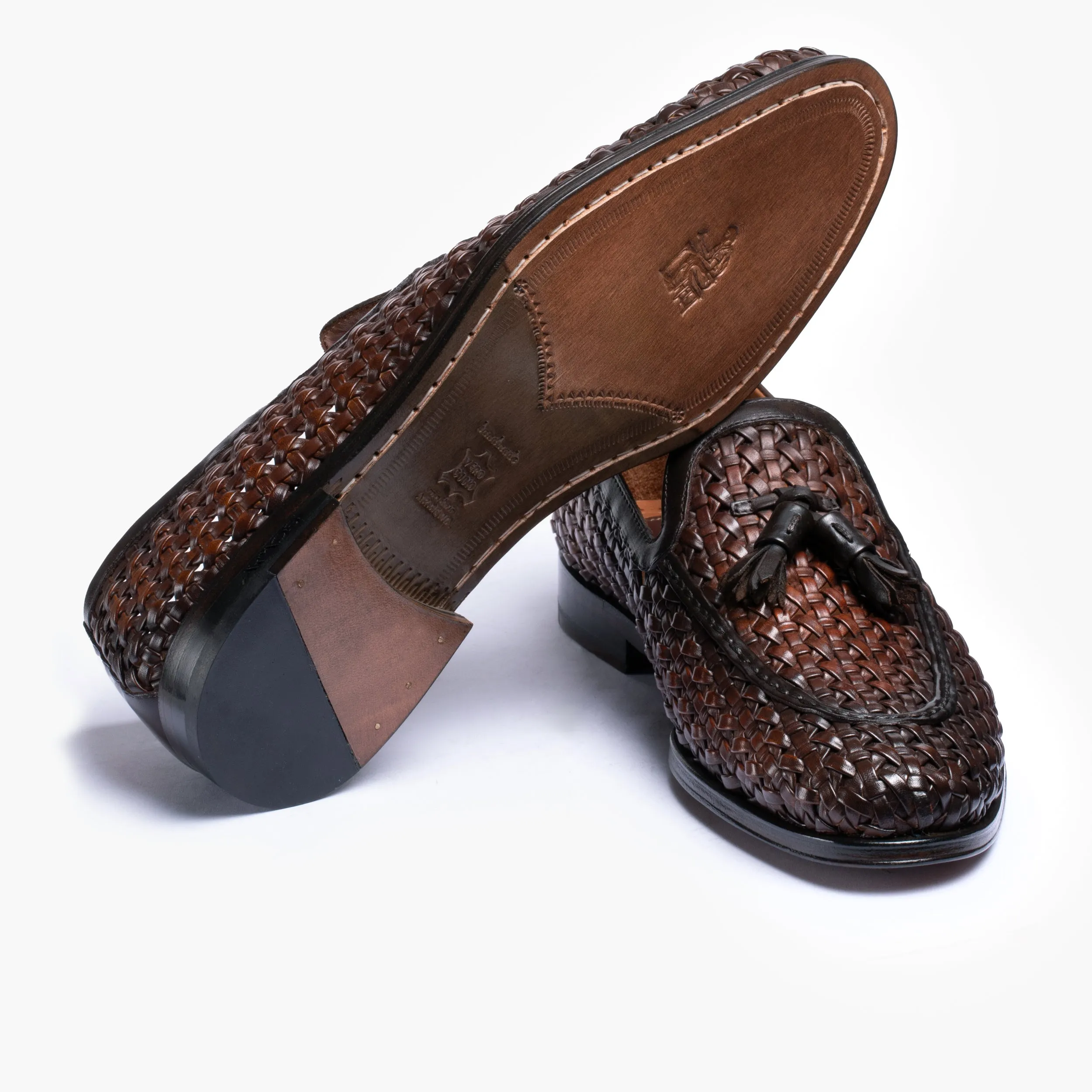 Men's Brown Woven Leather Tassel Loafer sold by Armos product image thumbnail 4