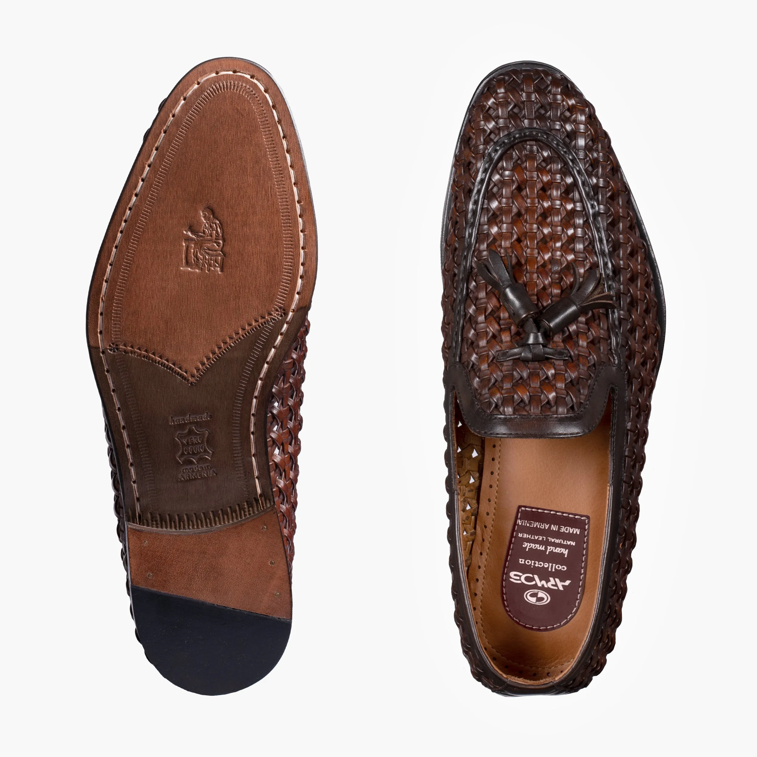 Men's Brown Woven Leather Tassel Loafer sold by Armos product image thumbnail 5