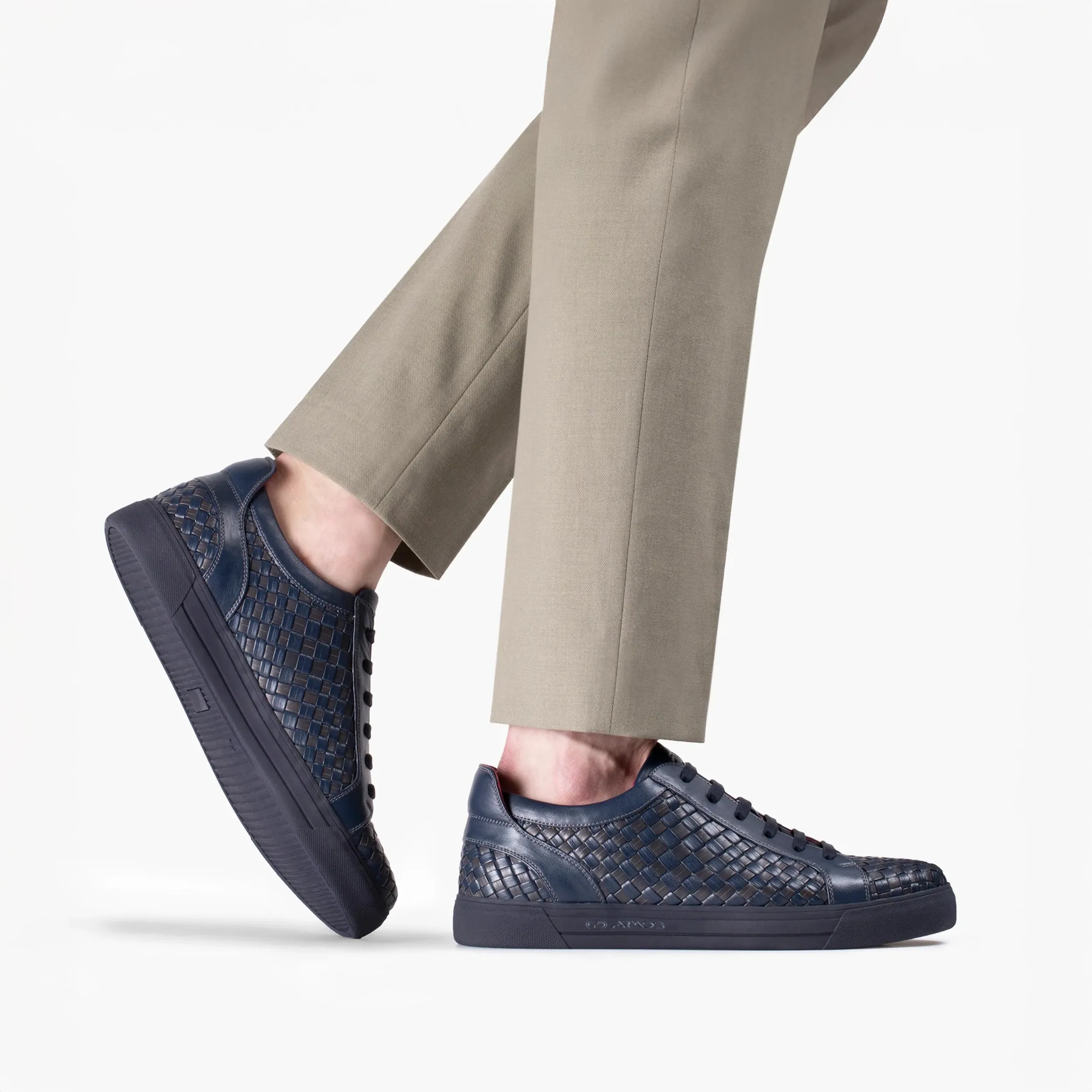 Men’s Dark Blue Leather Woven Sneaker sold by Armos product image thumbnail 2