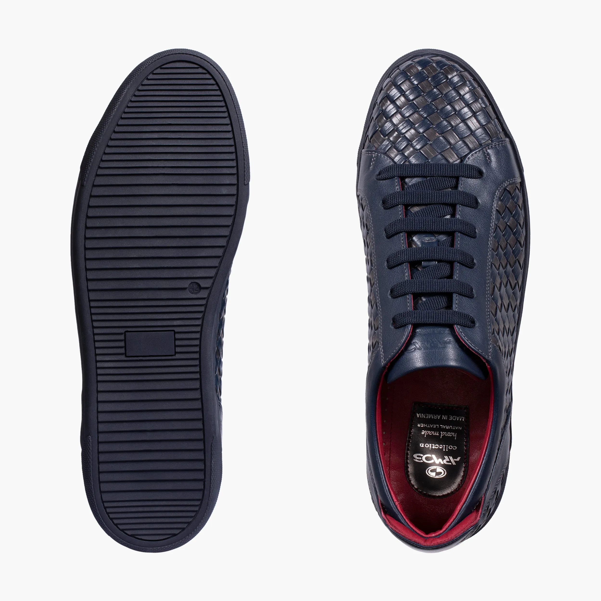 Men’s Dark Blue Leather Woven Sneaker sold by Armos product image thumbnail 5