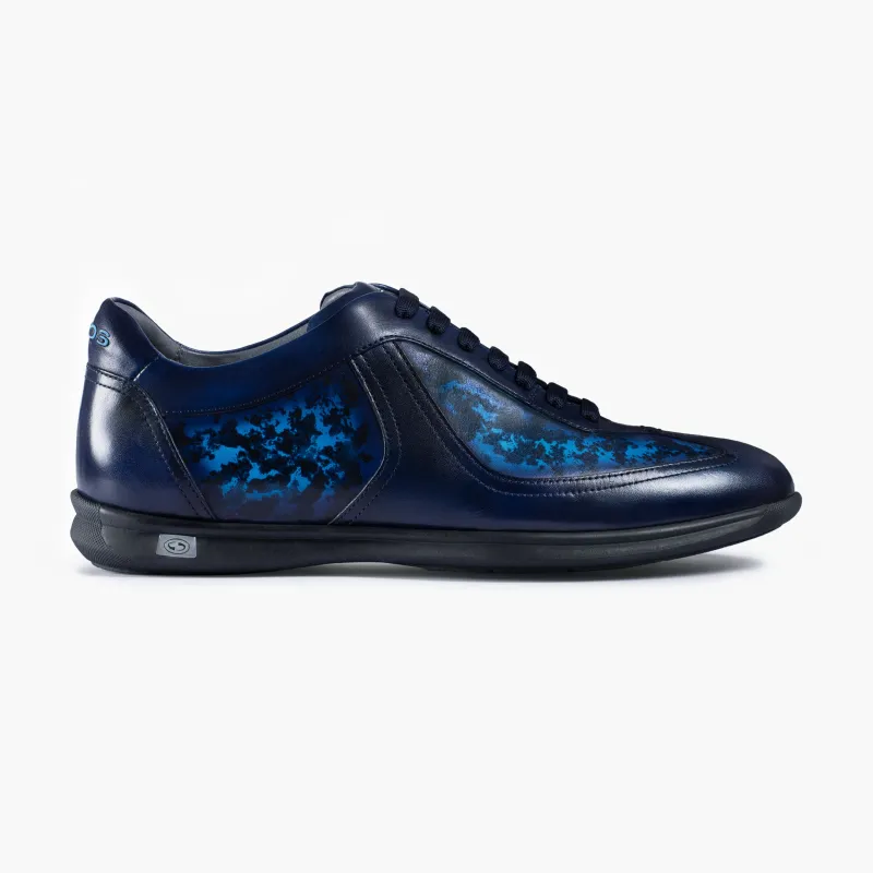 Men's Pattern Blue Patina Leather Sneaker sold by Armos