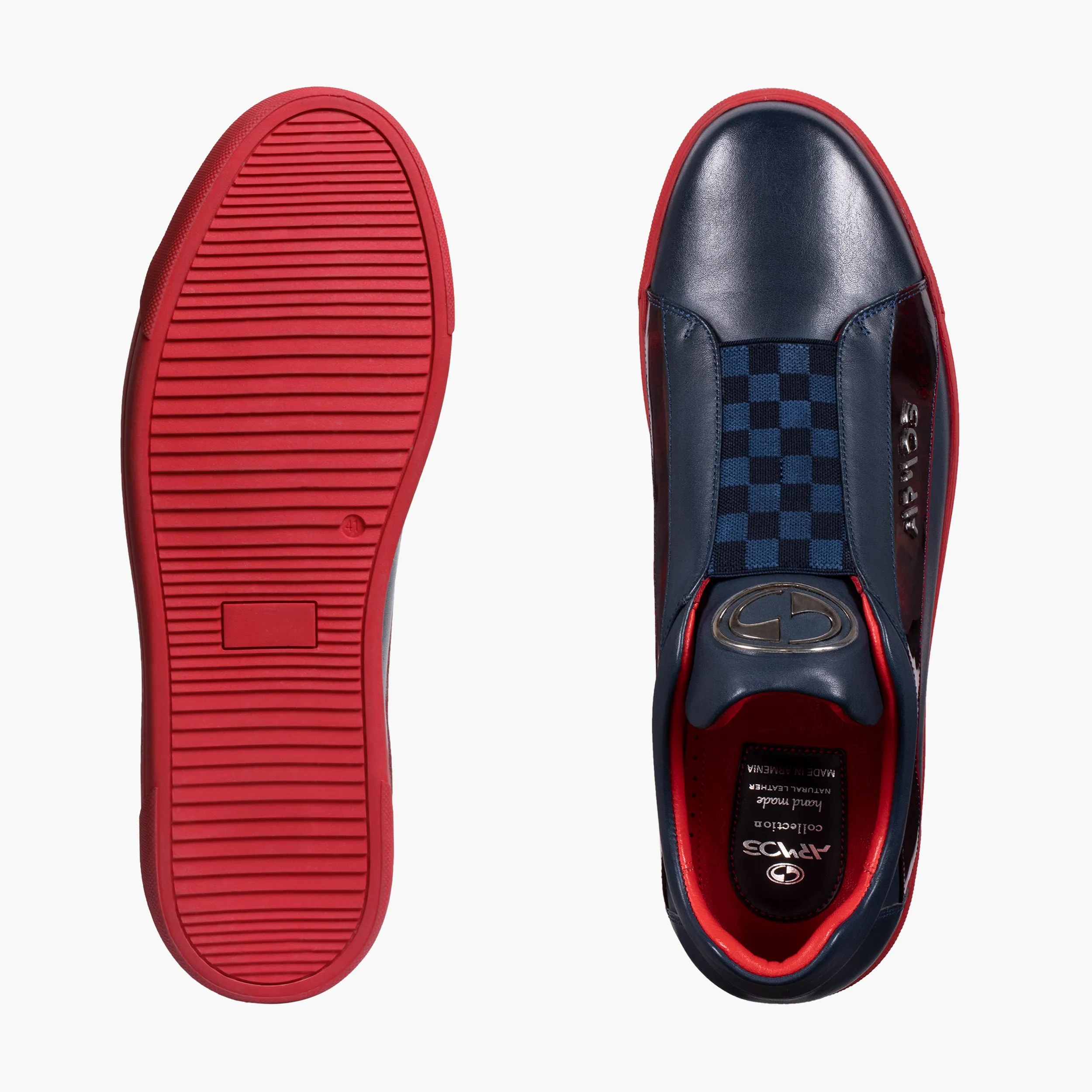 Men's Blue Chess Pattern Leather Sneaker sold by Armos product image thumbnail 5