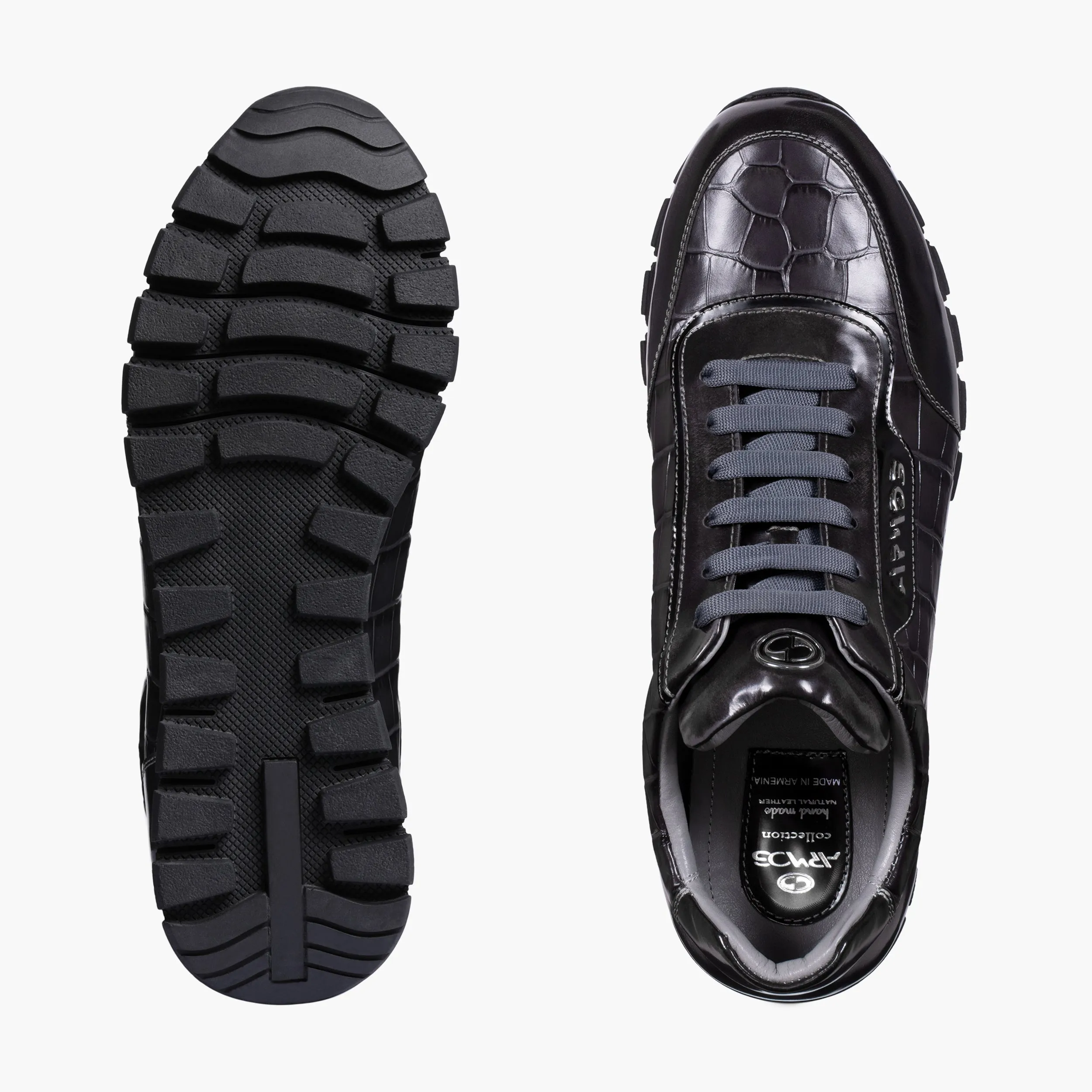 Men's Gray Croc-Print Leather Sneaker sold by Armos product image thumbnail 4