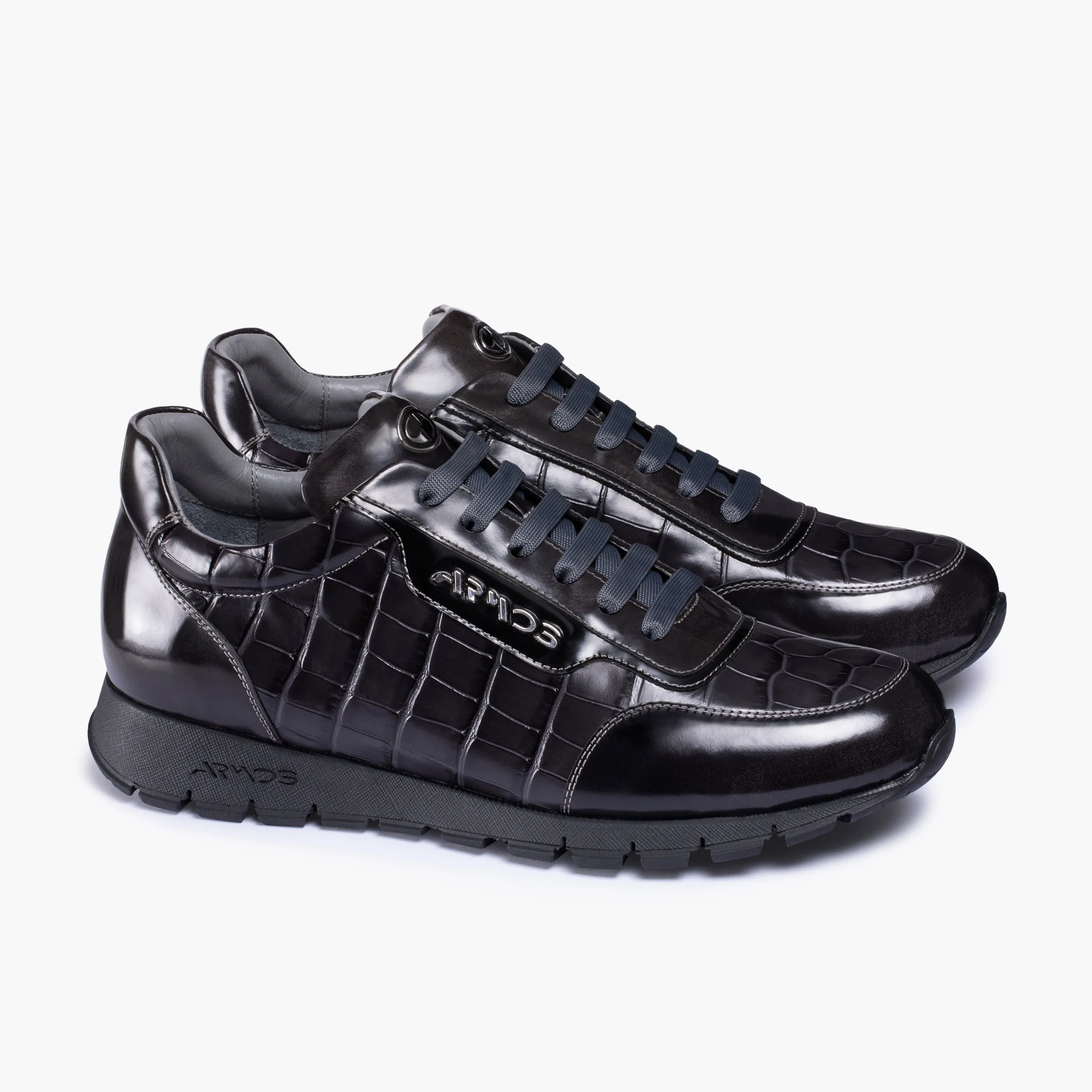 Men's Gray Croc-Print Leather Sneaker sold by Armos product image thumbnail 3