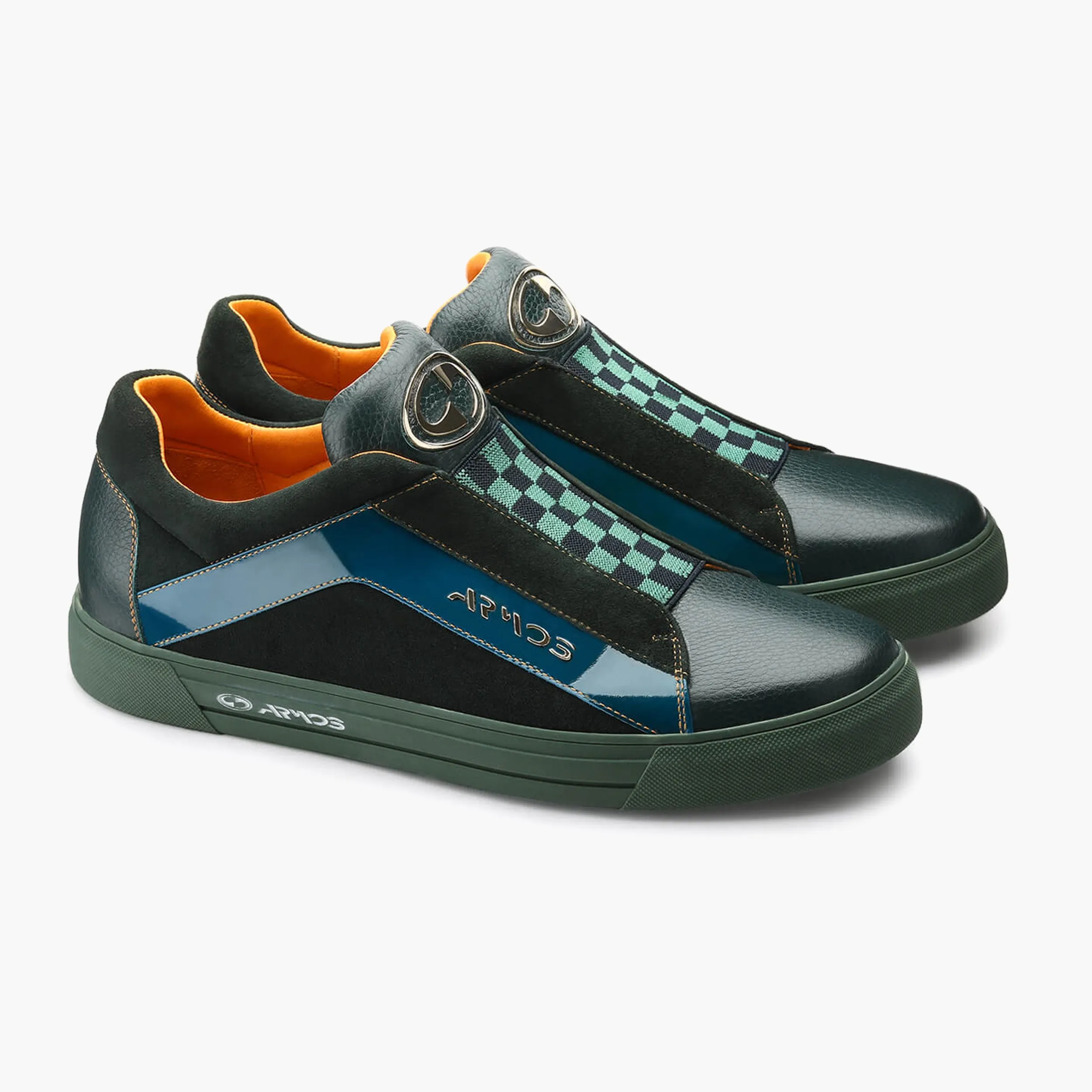 Men's Green Chess Pattern Leather Sneaker sold by Armos product image thumbnail 3