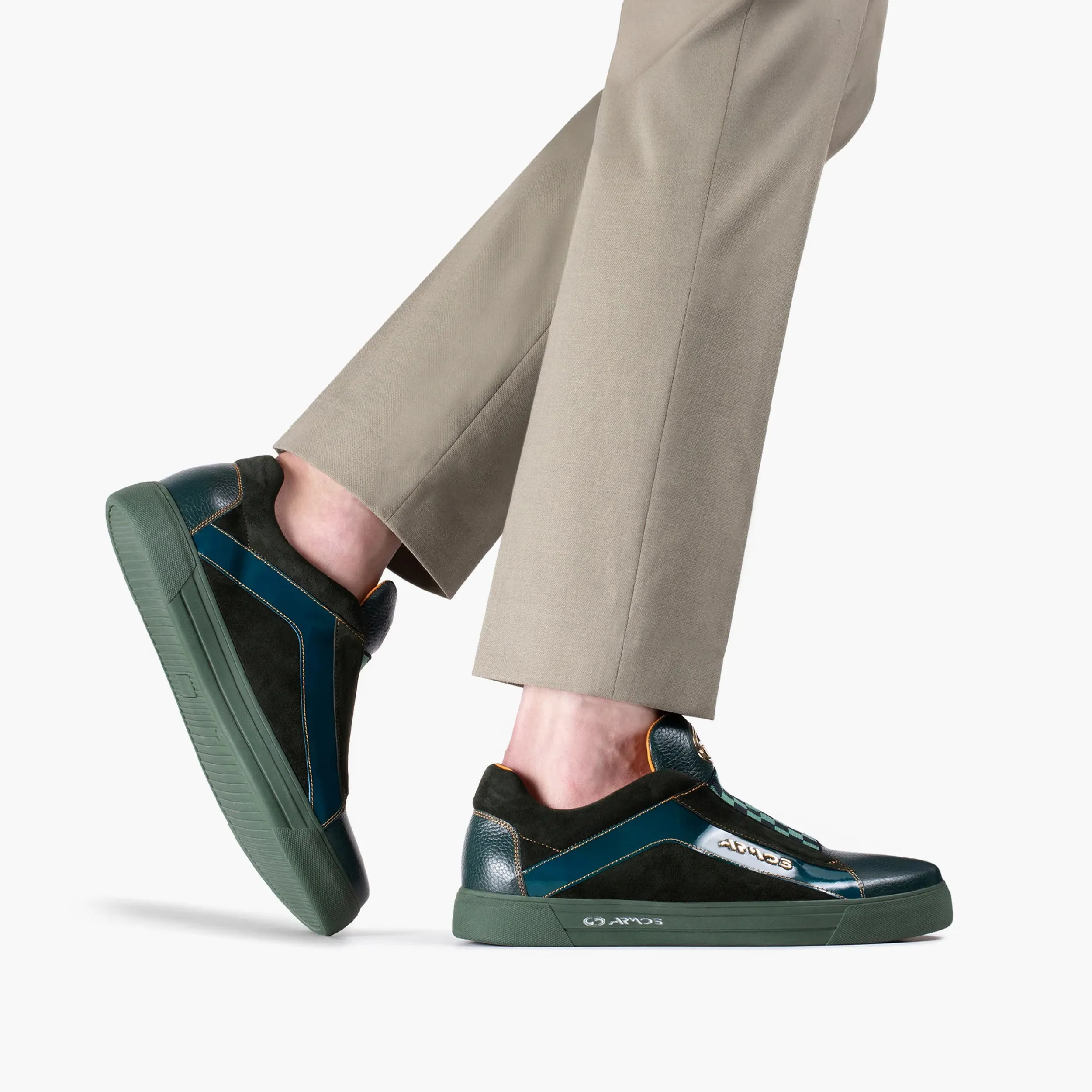 Men's Green Chess Pattern Leather Sneaker sold by Armos product image thumbnail 2