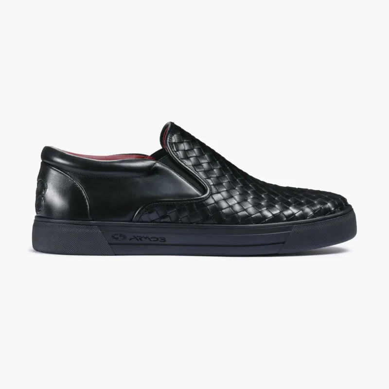Men's Black Woven Slip-On Sneaker sold by Armos