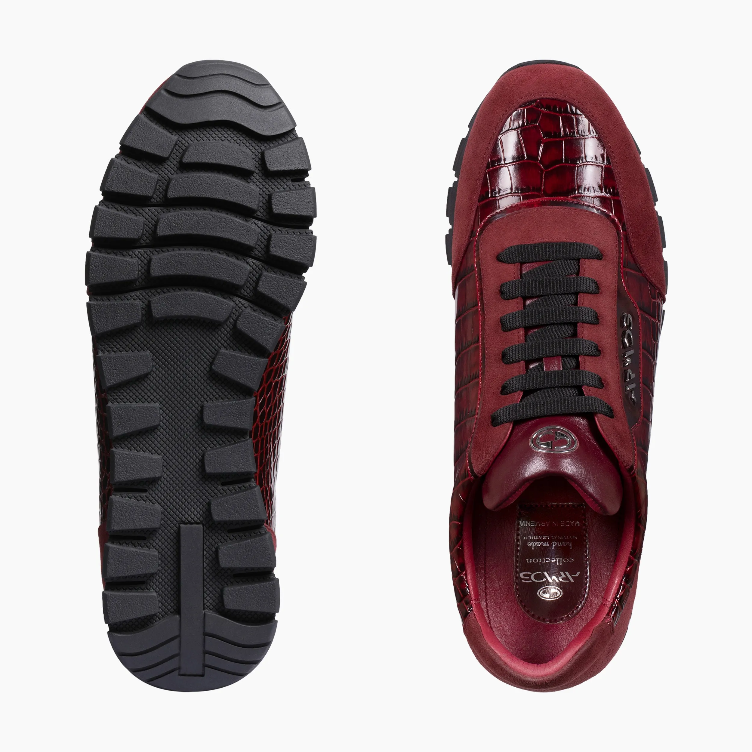 Men's Maroon Croc-Effect Leather Sneaker sold by Armos product image thumbnail 5