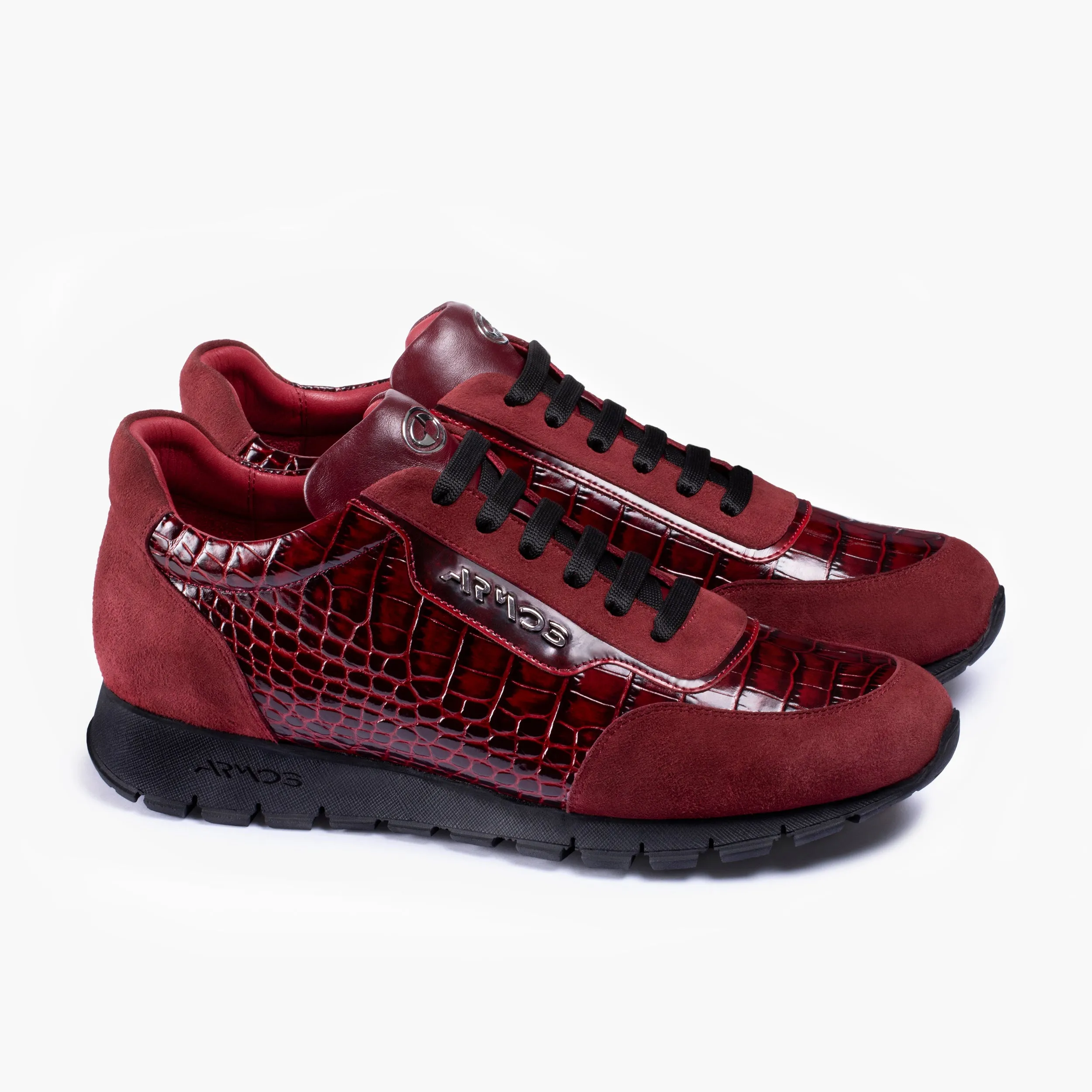 Men's Maroon Croc-Effect Leather Sneaker sold by Armos product image thumbnail 3
