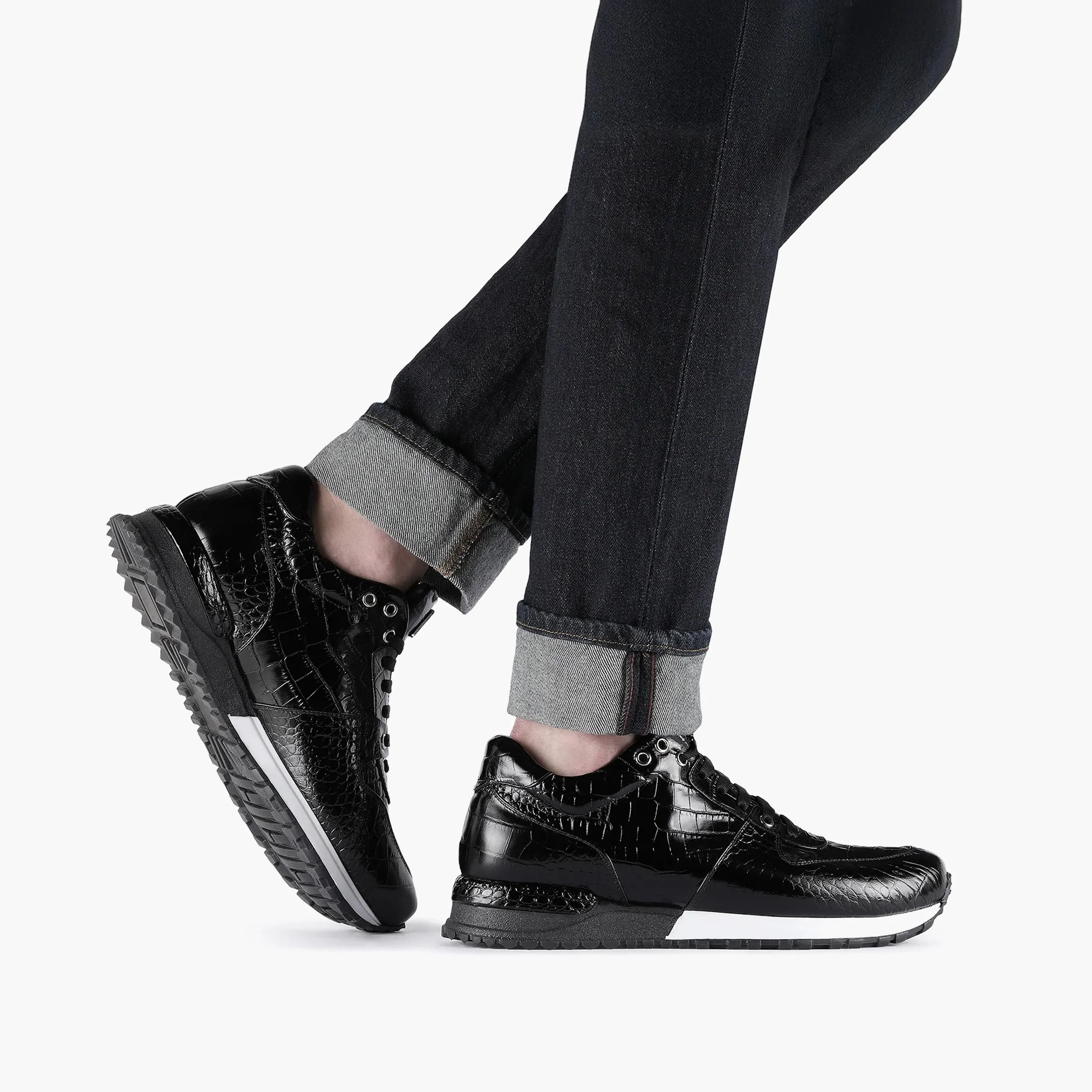 Men's Black Croc-Print Leather Sneaker sold by Armos product image thumbnail 2