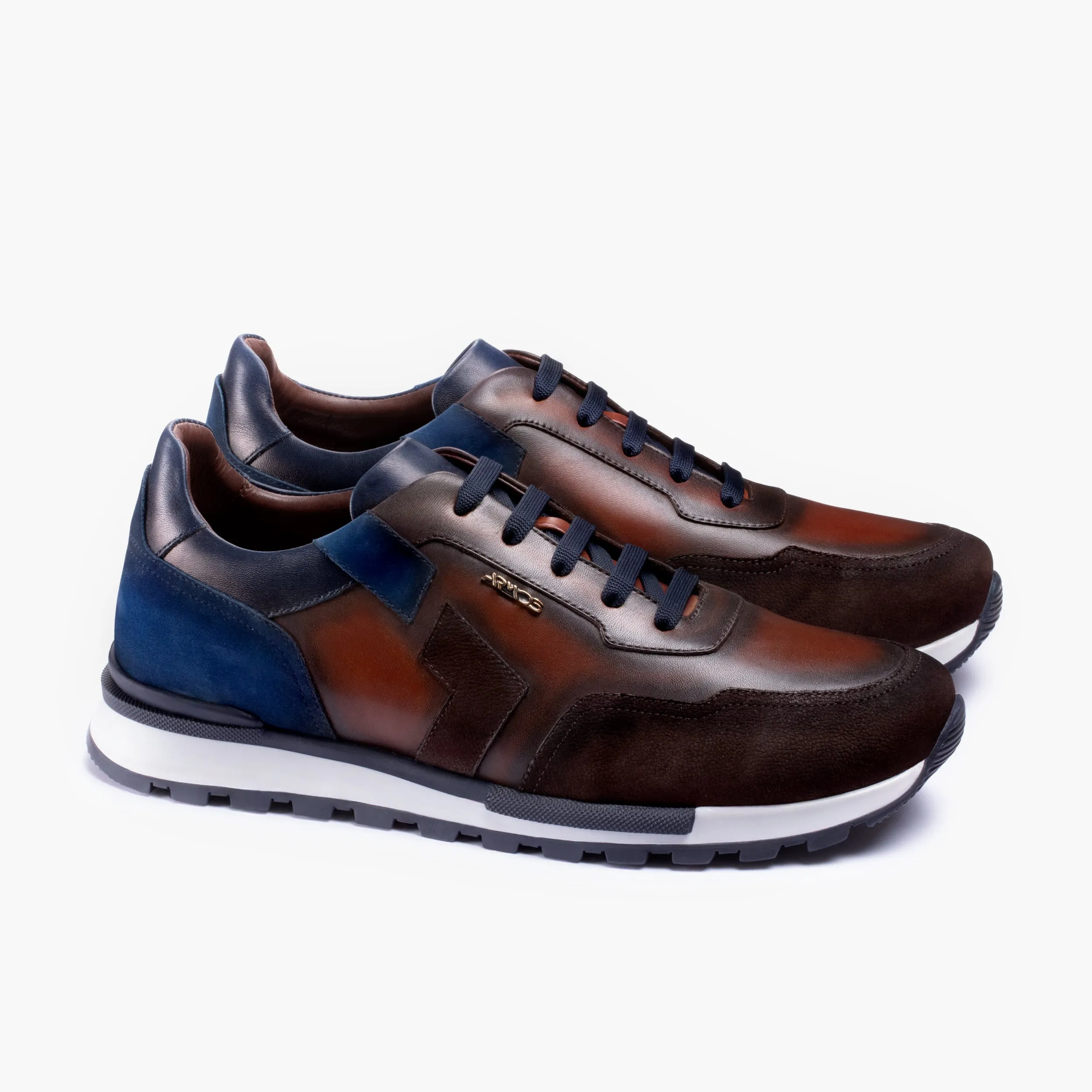 Men's Brown and Blue Leather Sneaker sold by Armos product image thumbnail 3