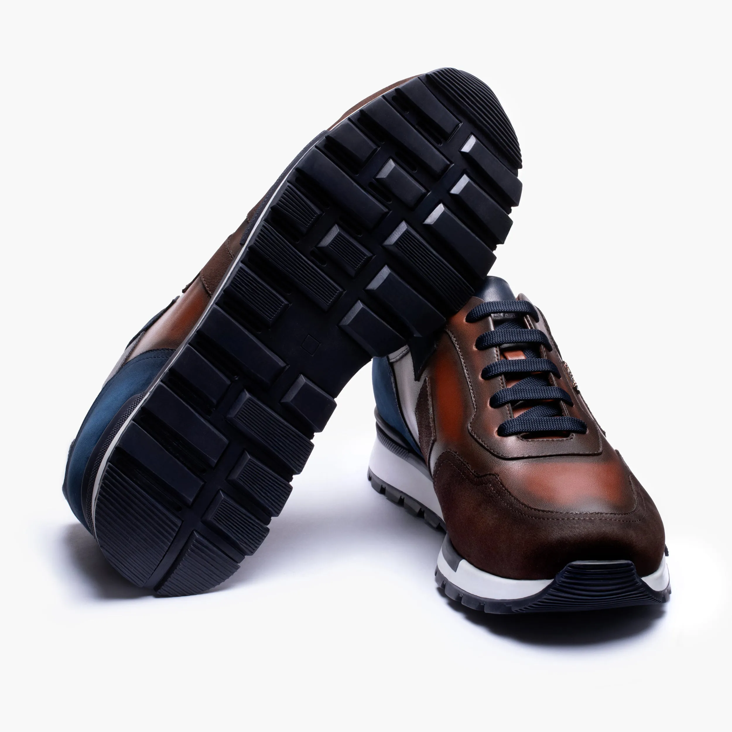 Men's Brown and Blue Leather Sneaker sold by Armos product image thumbnail 2