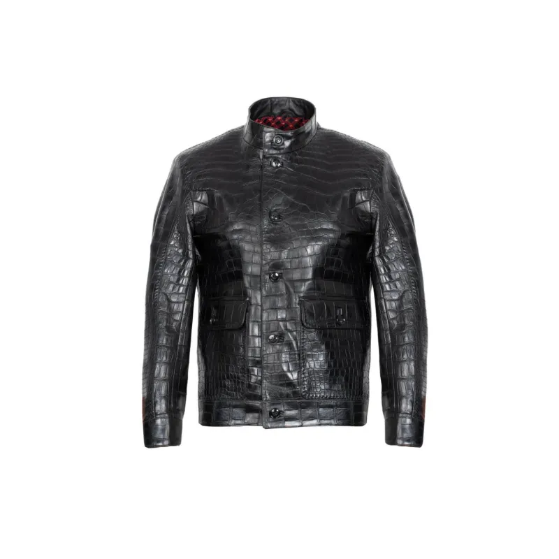 Black crocodile leather jacket sold by Armos
