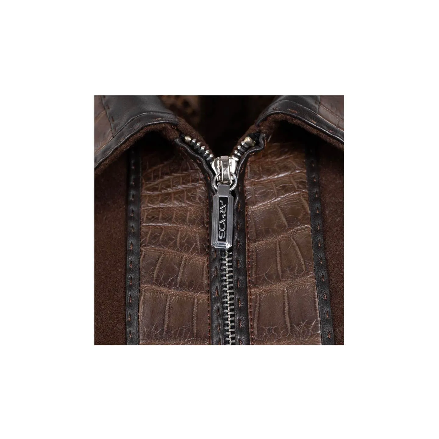 Crocodile leather and velvet jacket sold by Armos product image thumbnail 4